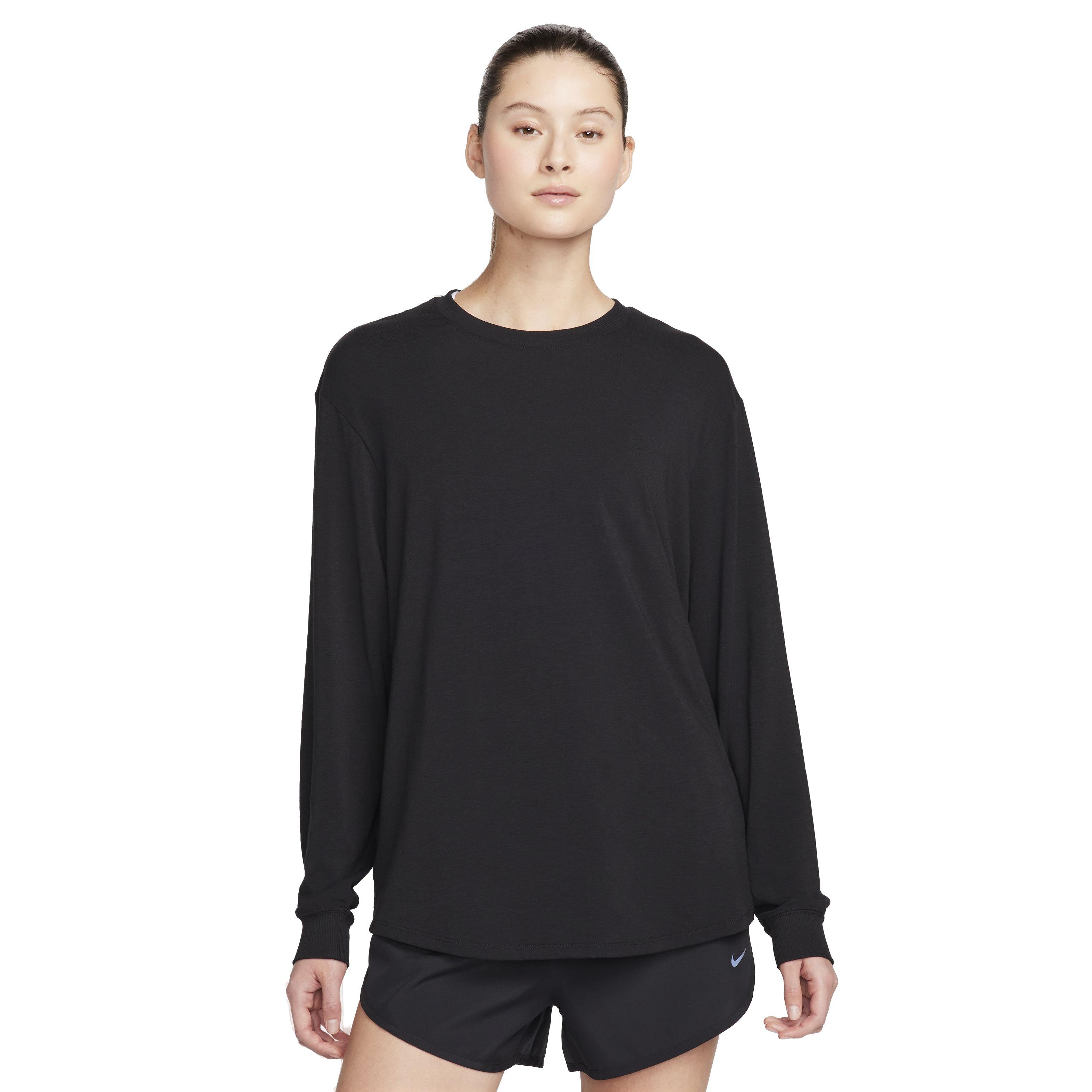 Nike Women's One Relaxed Dri-FIT Long Sleeve Top - BLACK Thumbnail View 1