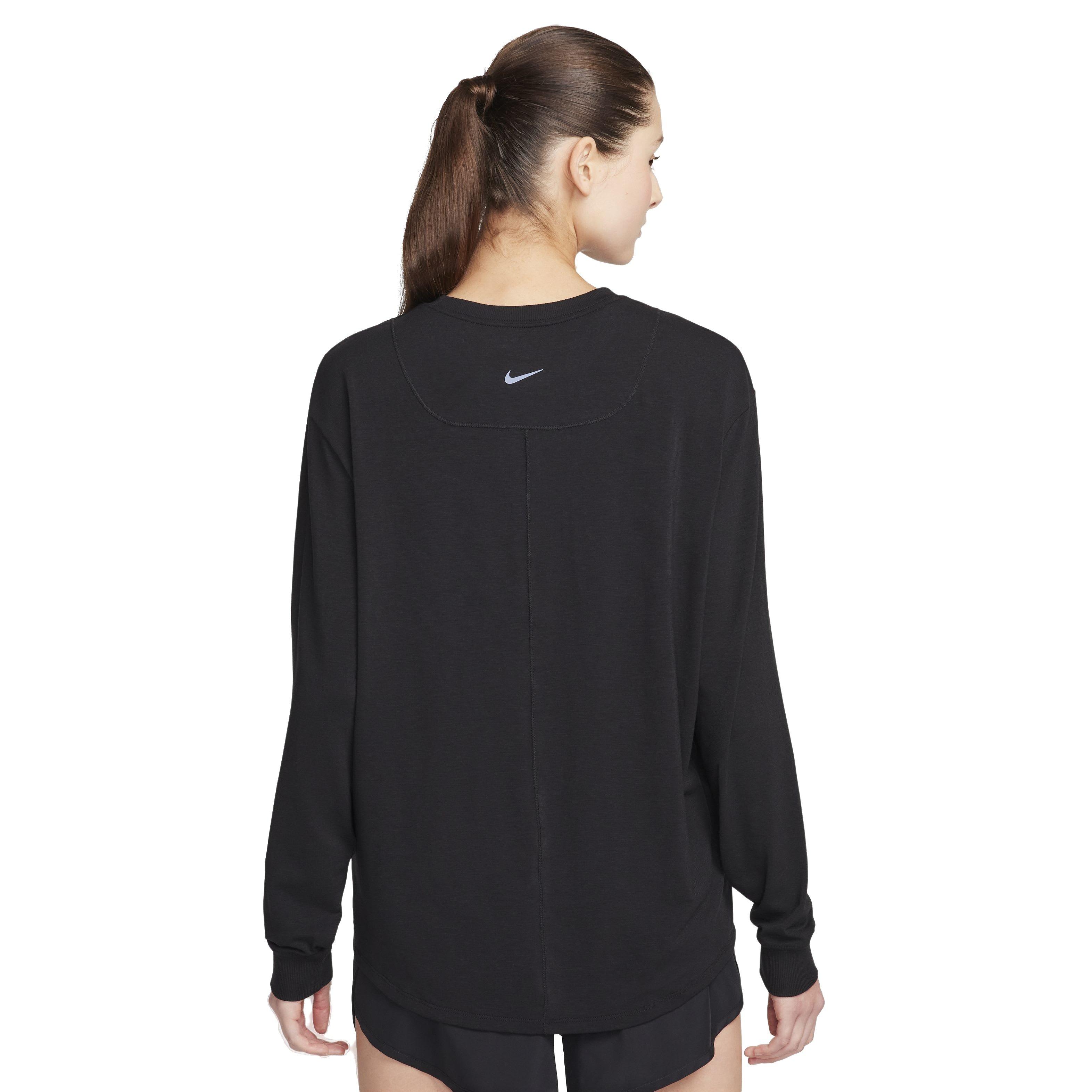 Nike Women's One Relaxed Dri-FIT Long Sleeve Top - BLACK Thumbnail View 2