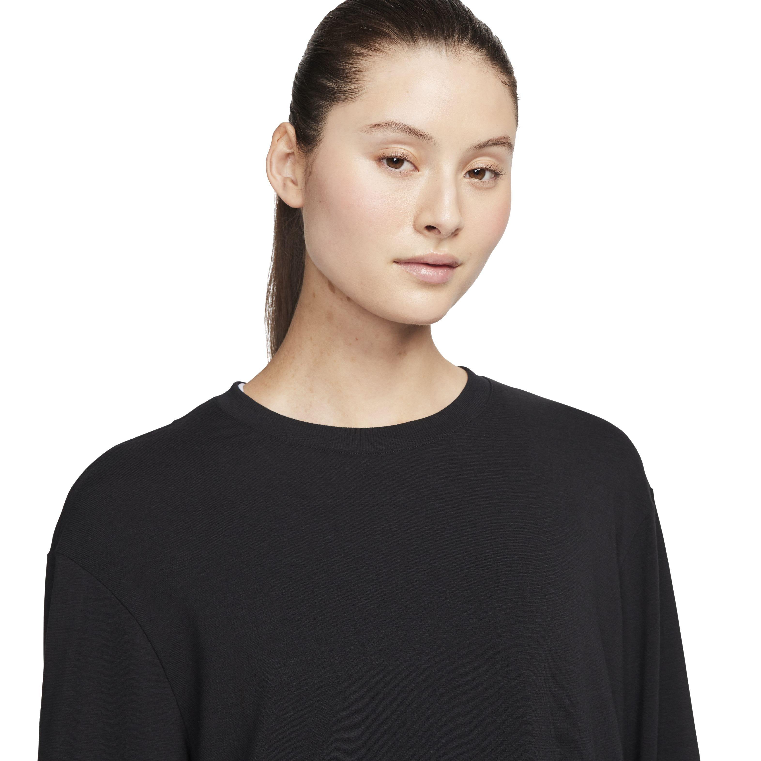 Nike Women's One Relaxed Dri-FIT Long Sleeve Top - BLACK Thumbnail View 3