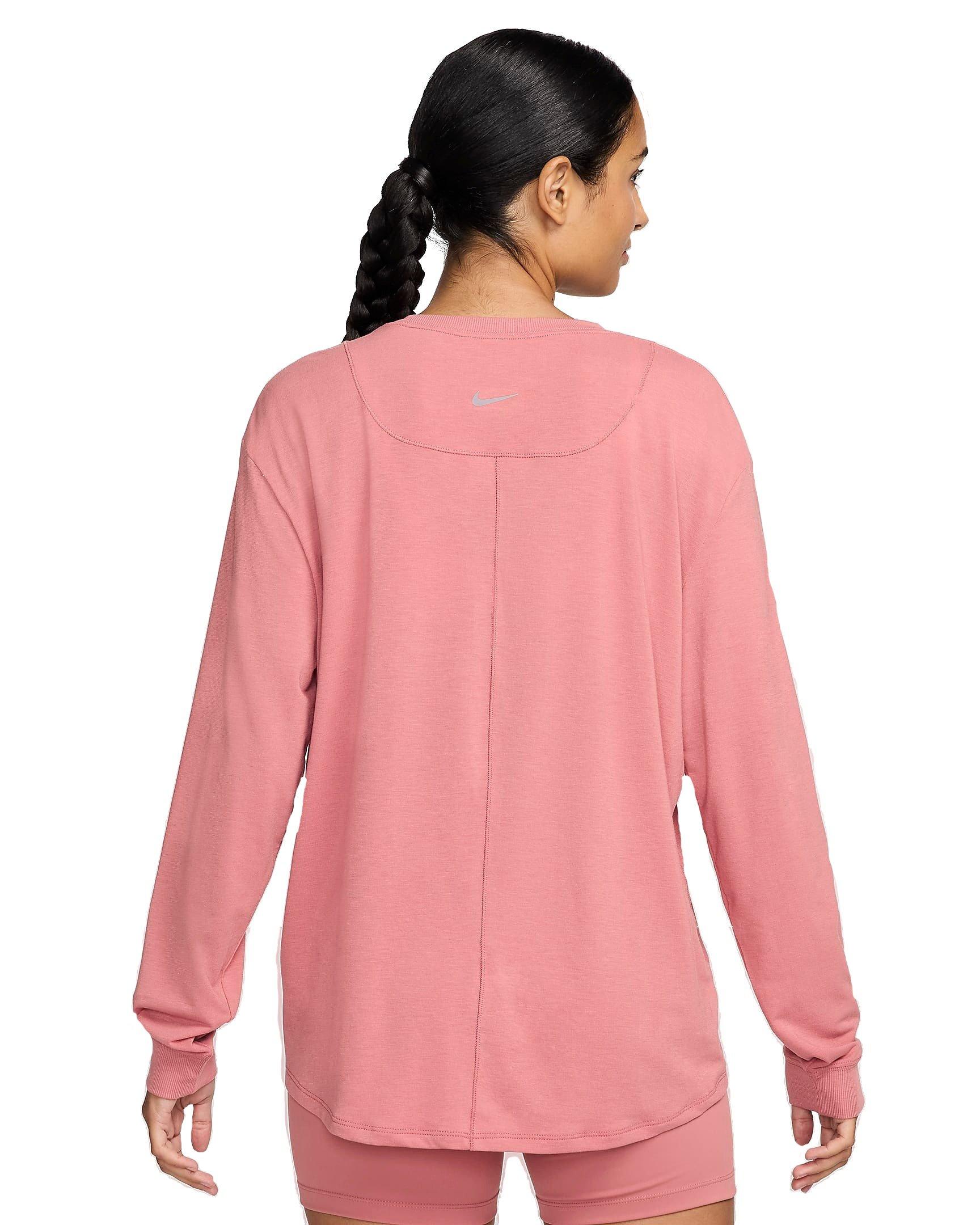 Nike Women's One Relaxed Dri-FIT Long Sleeve Top - PINK Thumbnail View 2