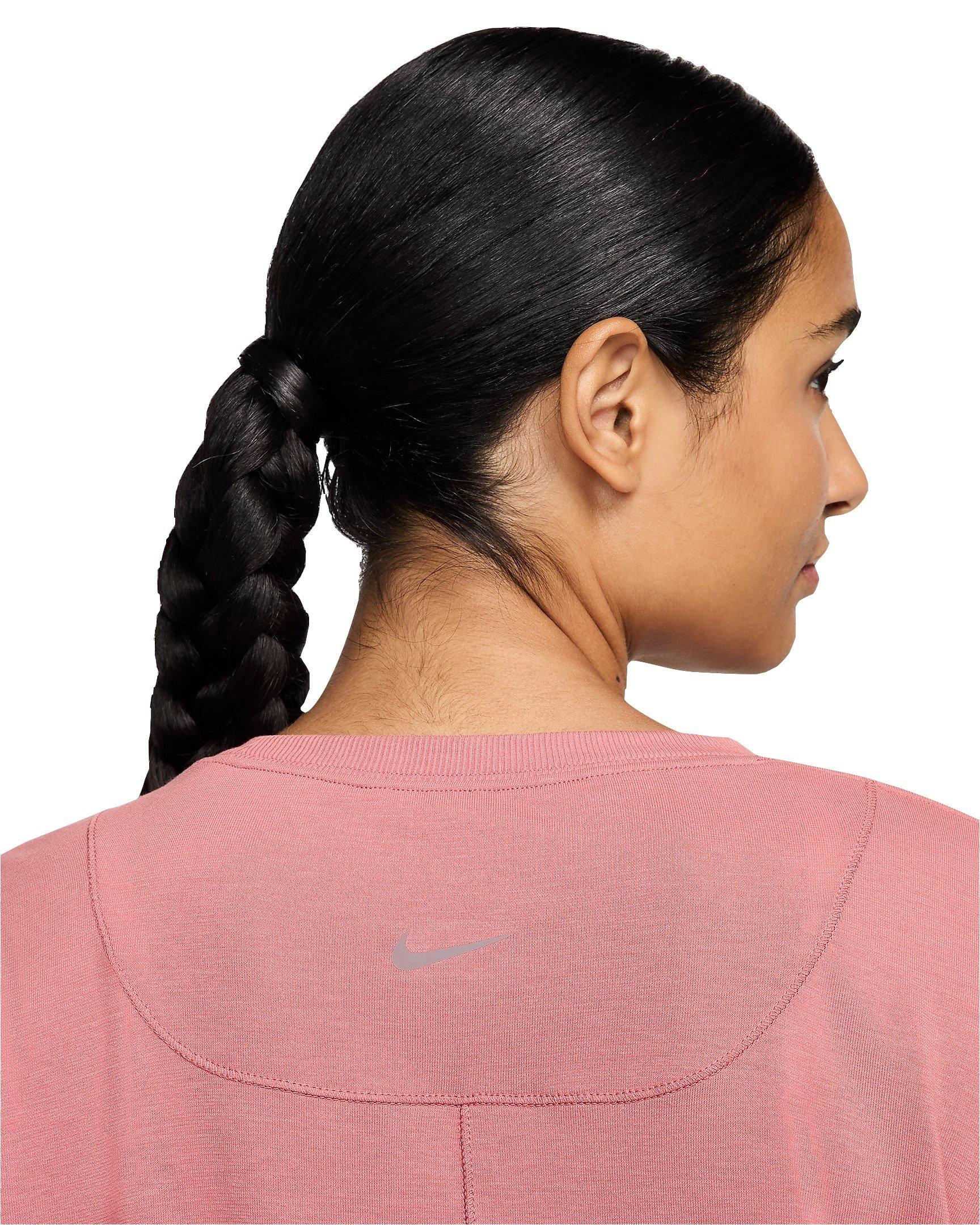 Nike Women's One Relaxed Dri-FIT Long Sleeve Top - PINK Thumbnail View 4