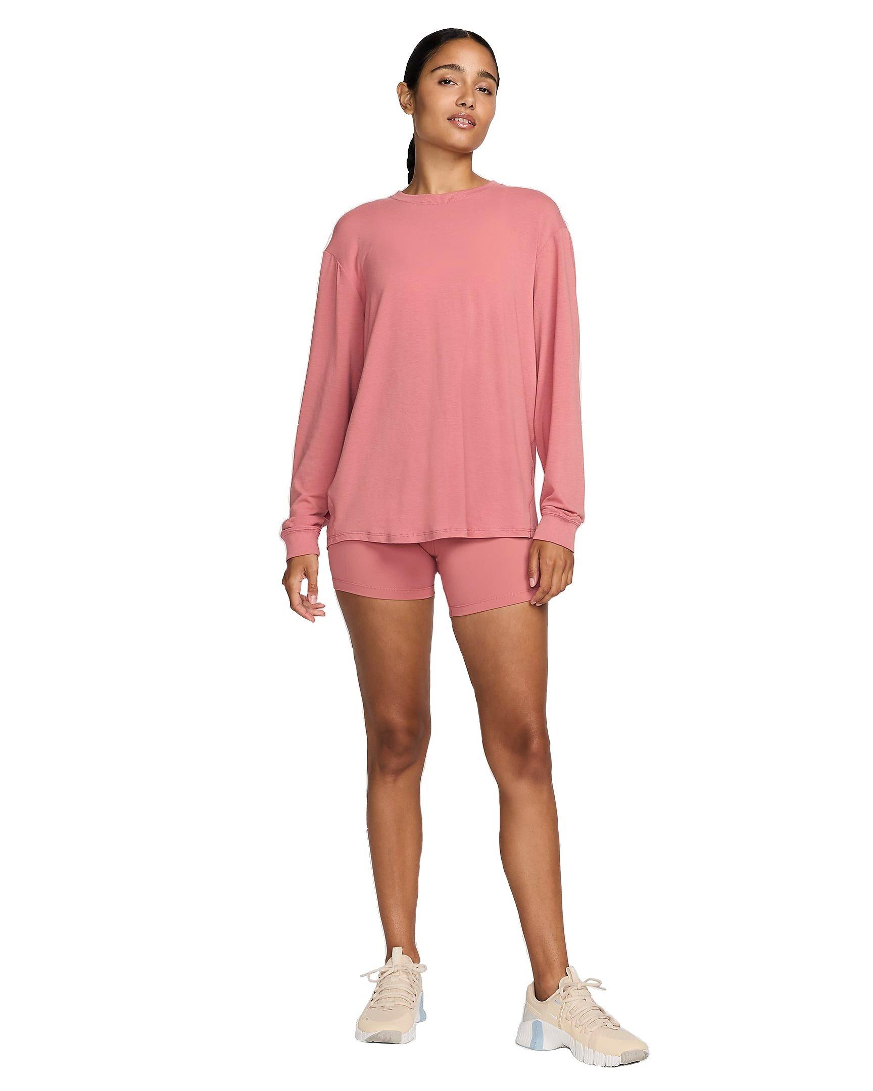 Nike Women's One Relaxed Dri-FIT Long Sleeve Top - PINK Thumbnail View 6