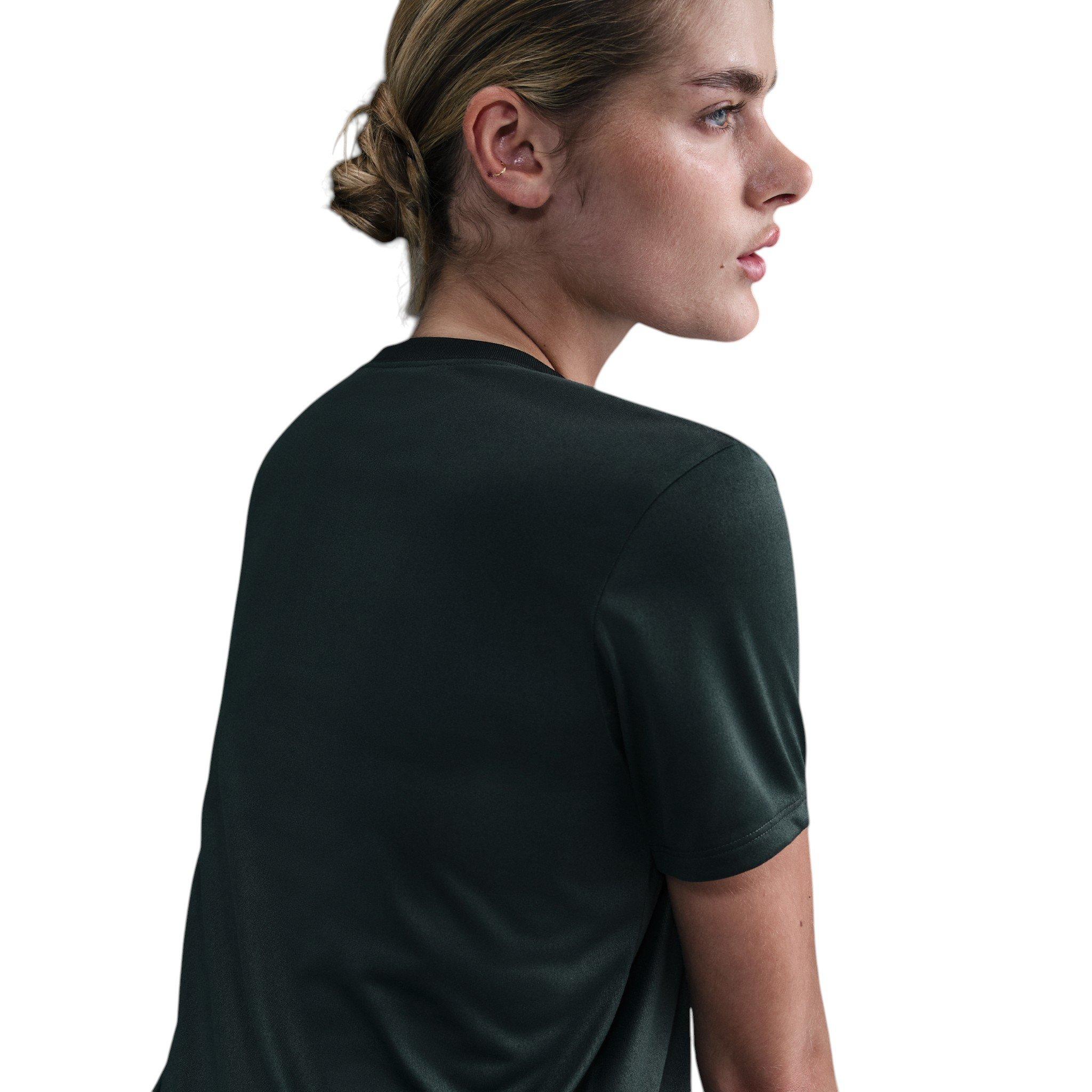 Nike Women's Dri-FIT Relaxed T-Shirt - Dark Green/White - GREEN/WHITE