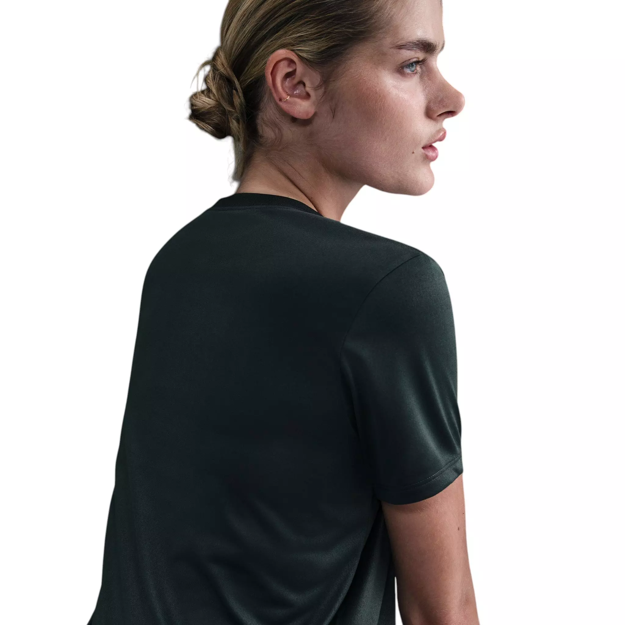 Nike Women's Dri-FIT Relaxed T-Shirt - Dark Green/White - GREEN/WHITE