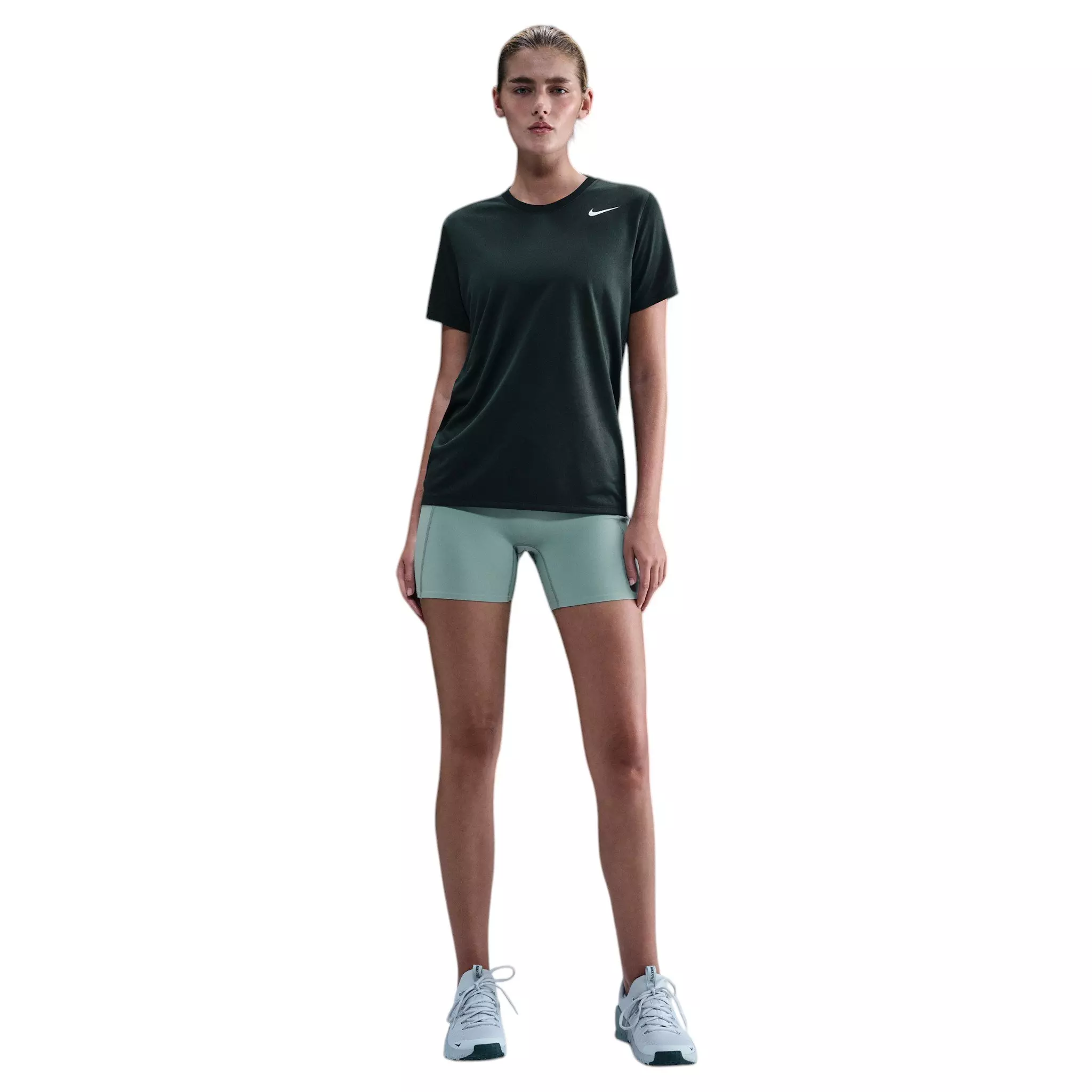 Nike Women's Dri-FIT Relaxed T-Shirt - Dark Green/White - GREEN/WHITE