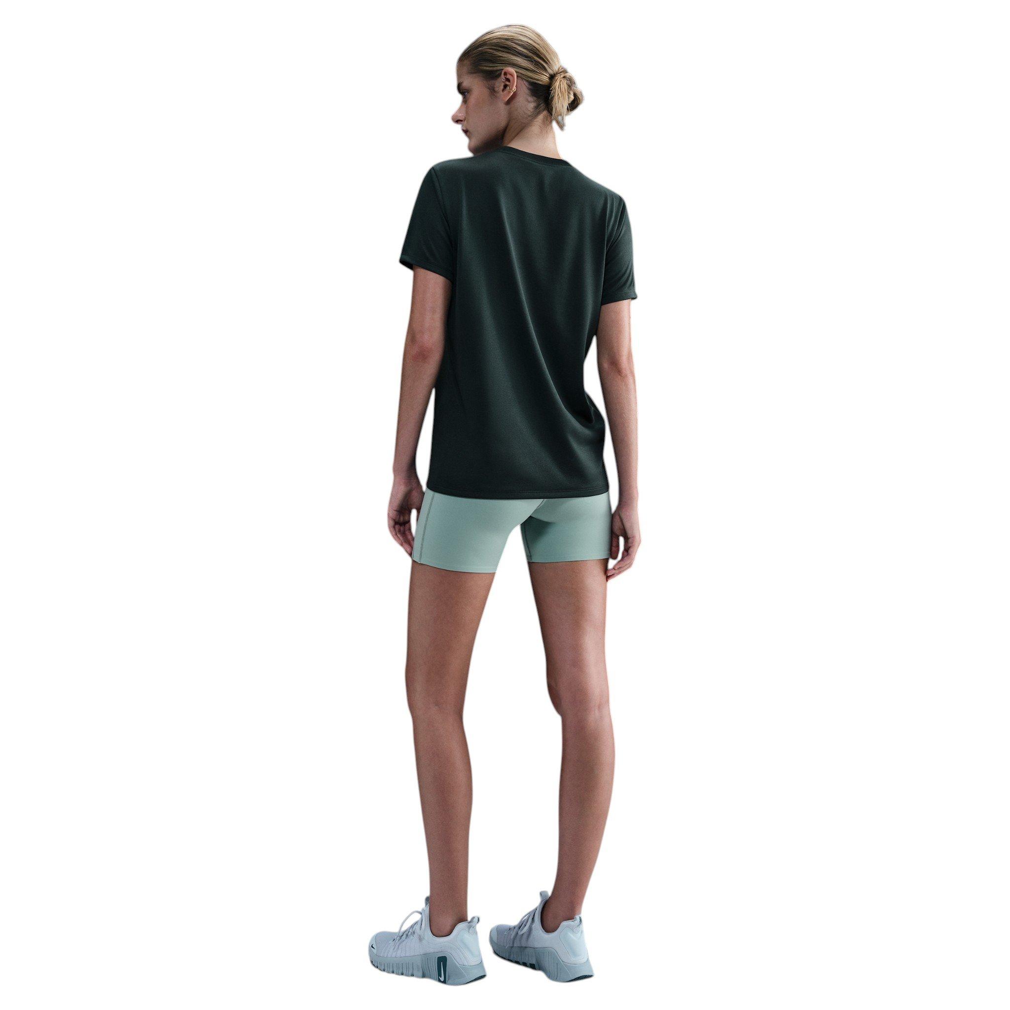 Nike Women's Dri-FIT Relaxed T-Shirt - Dark Green/White - GREEN/WHITE