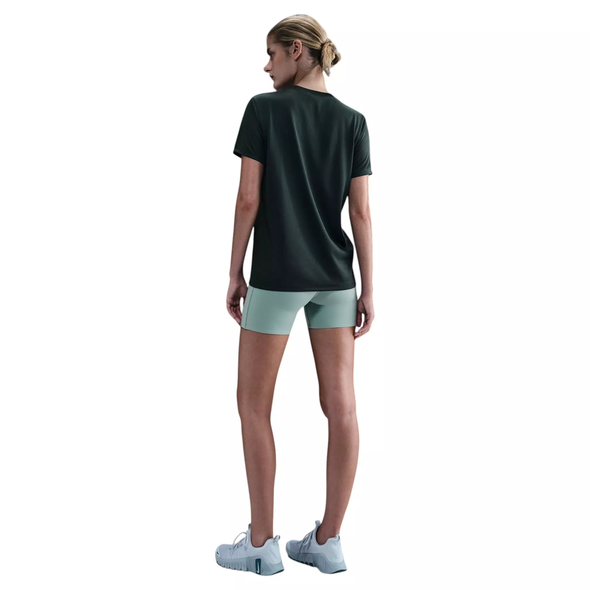 Nike Women's Dri-FIT Relaxed T-Shirt - Dark Green/White - GREEN/WHITE