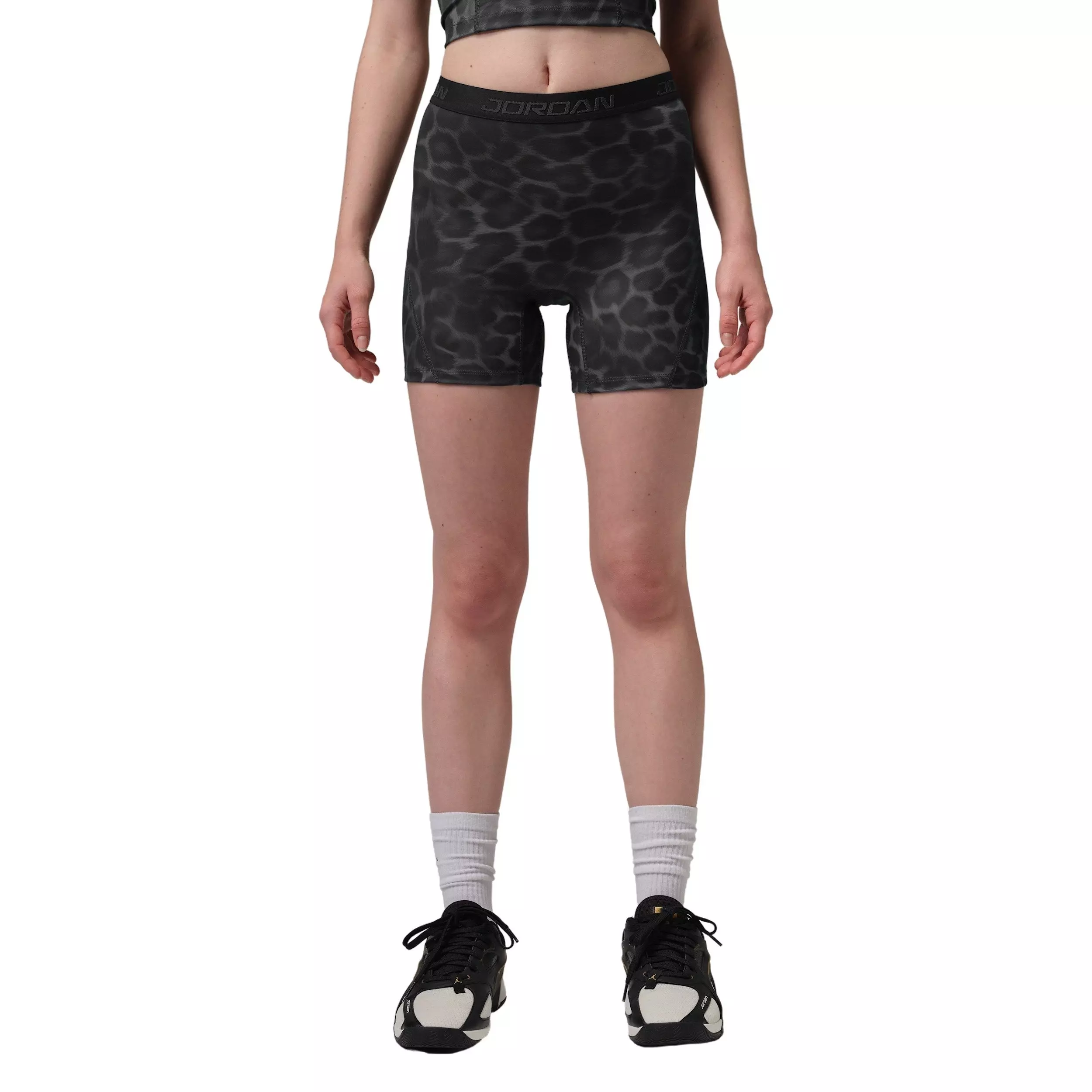 Jordan Women's Sport Dri-FIT High-Waisted 5" AOP Shorts - Black - BLACK