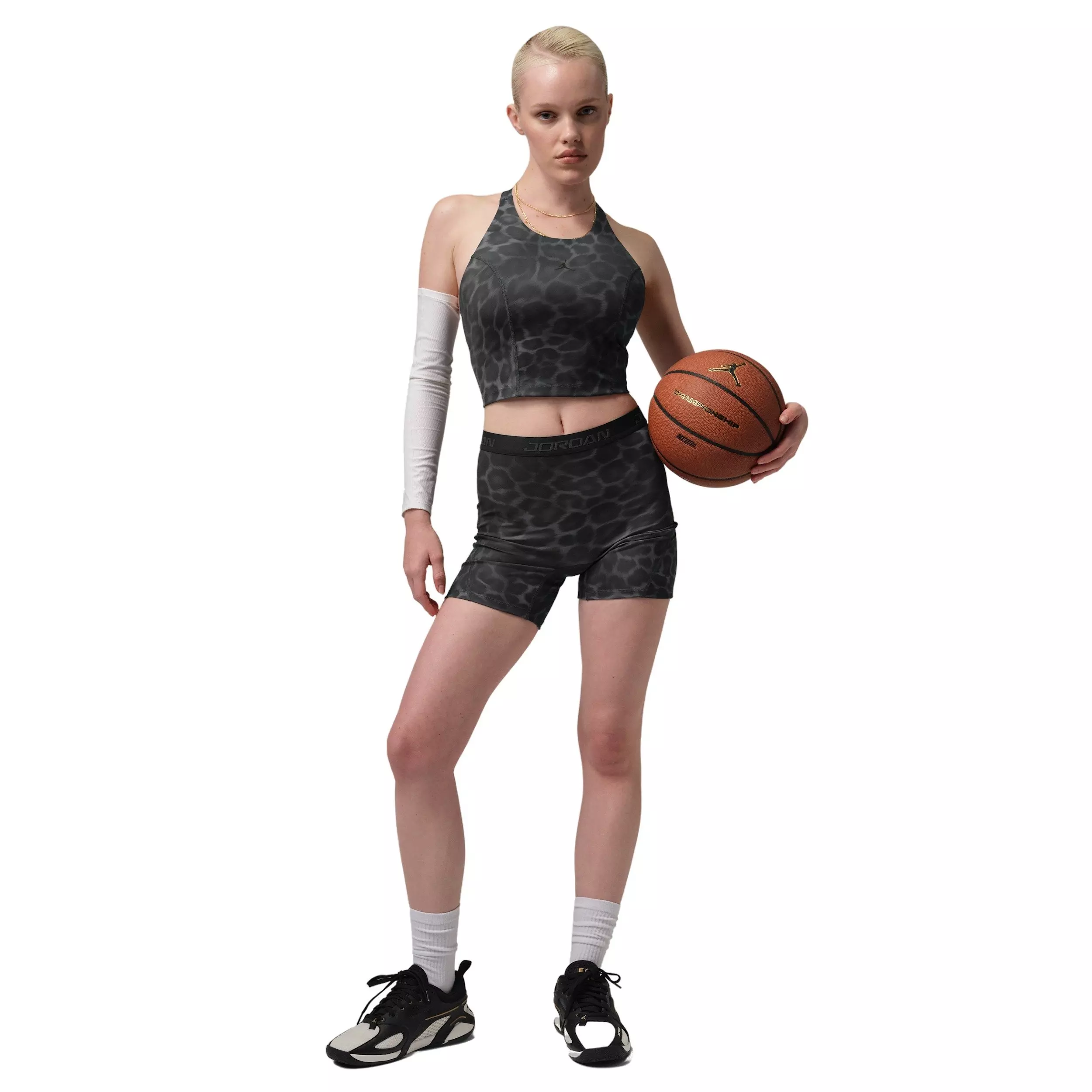 Jordan Women's Sport Dri-FIT High-Waisted 5" AOP Shorts -Black - BLACK