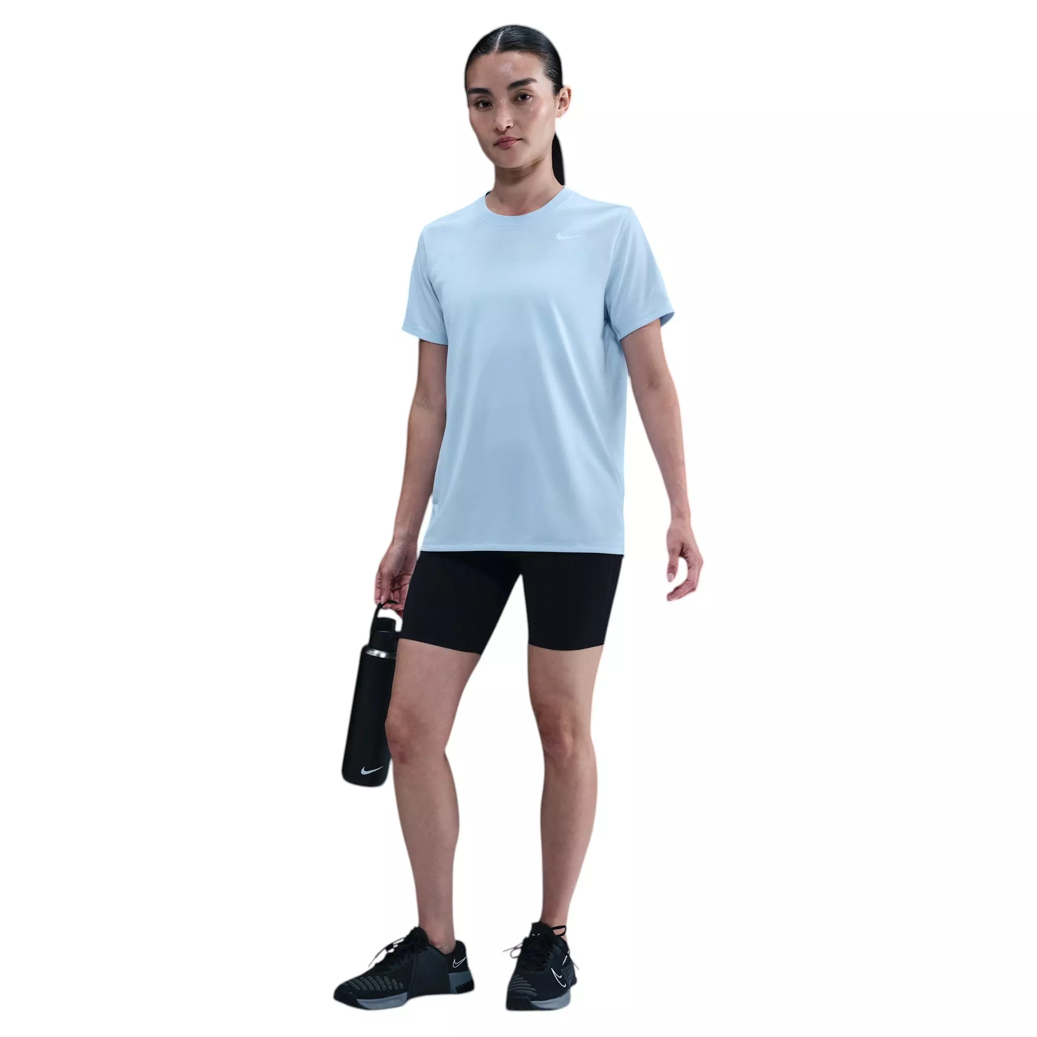 Nike Women's Dri-FIT Relaxed T-Shirt - Light Blue/White - LIGHT BLUE/WHITE