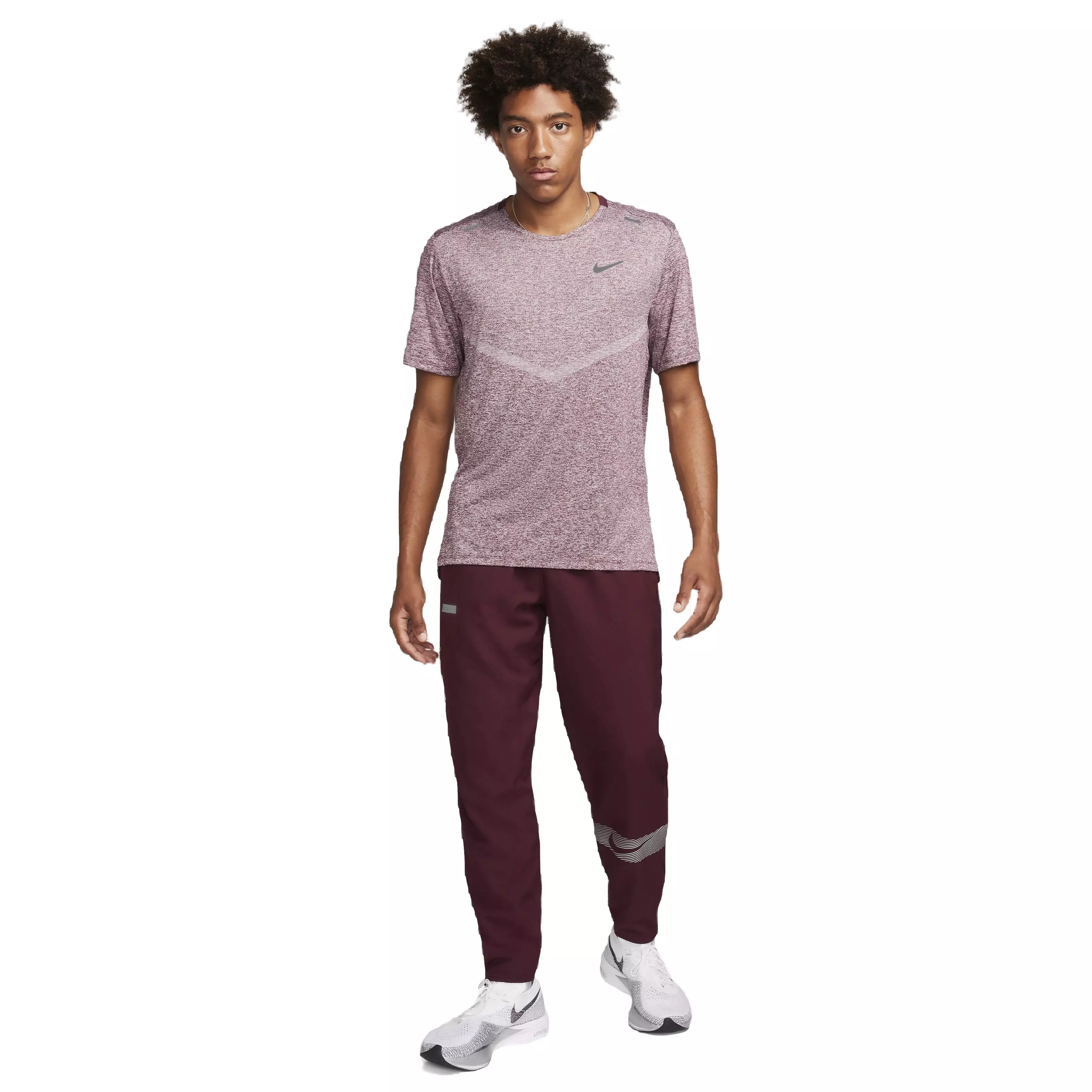 Nike Men's Dri-FIT Short Sleeve Rise 365 Running Top - RED