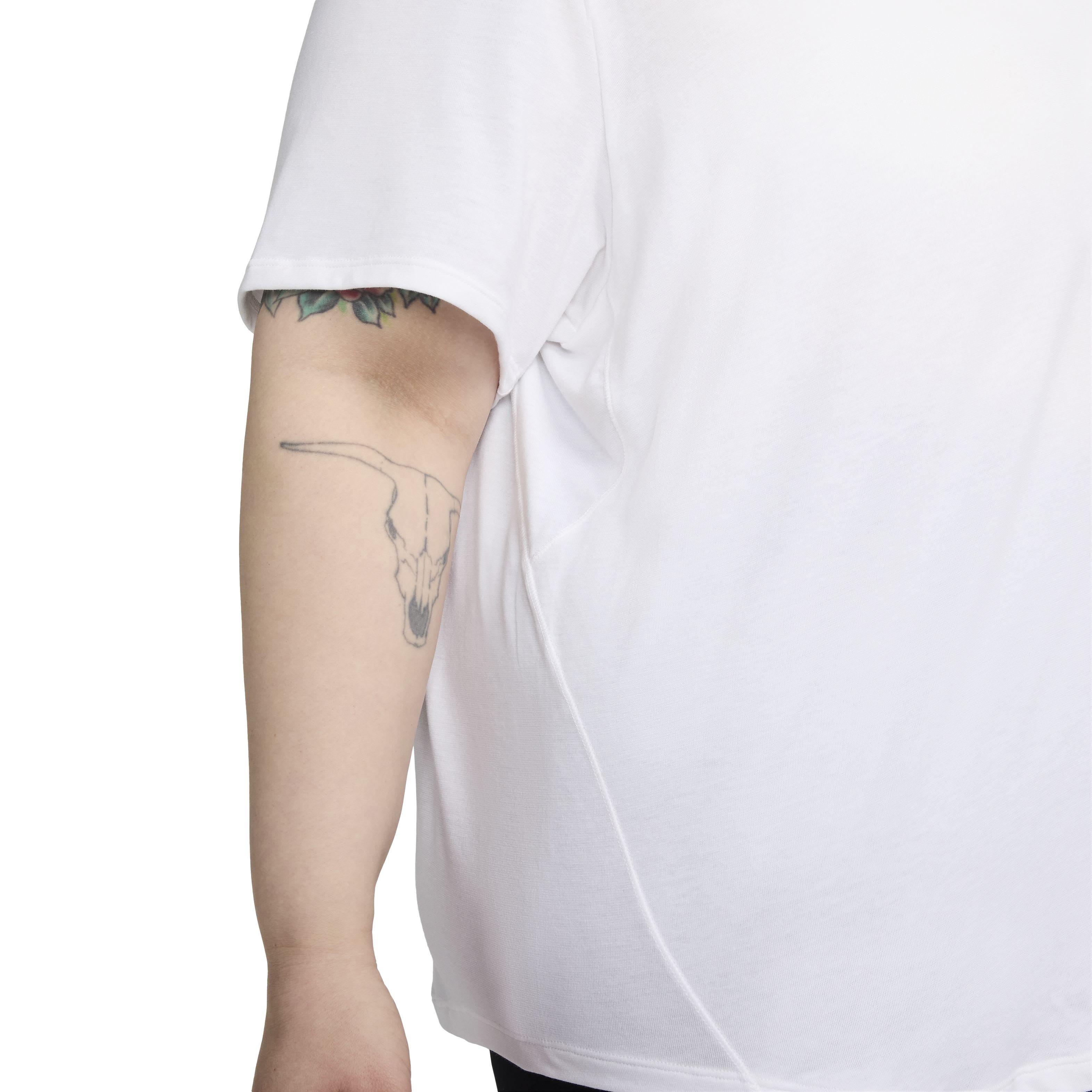 Nike Women's One Relaxed Short Sleeve Dri-FIT Top - WHITE Thumbnail View 4