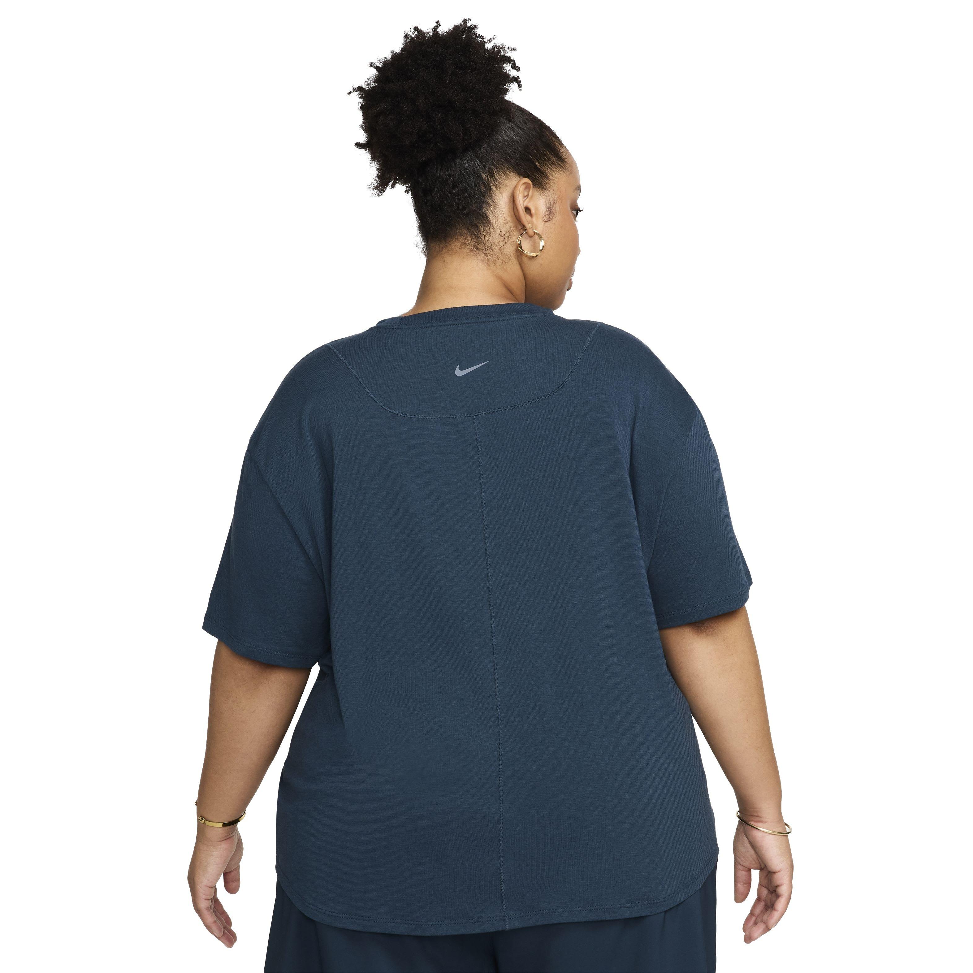 Nike Women's One Relaxed Short Sleeve Dri-FIT Top - DARK BLUE Thumbnail View 2