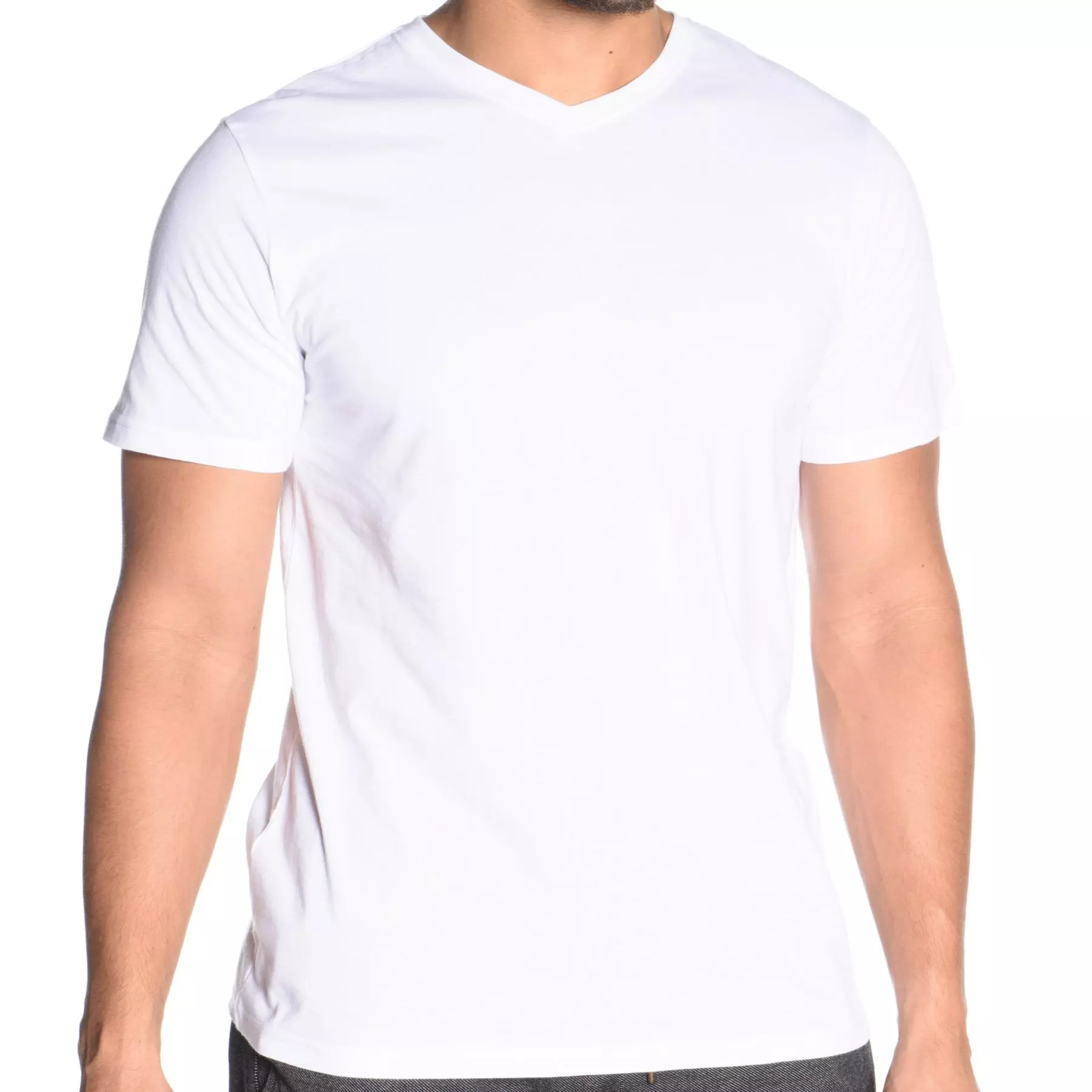 Lux-T Men's Heavy Weight V-Neck Tee - WHITE