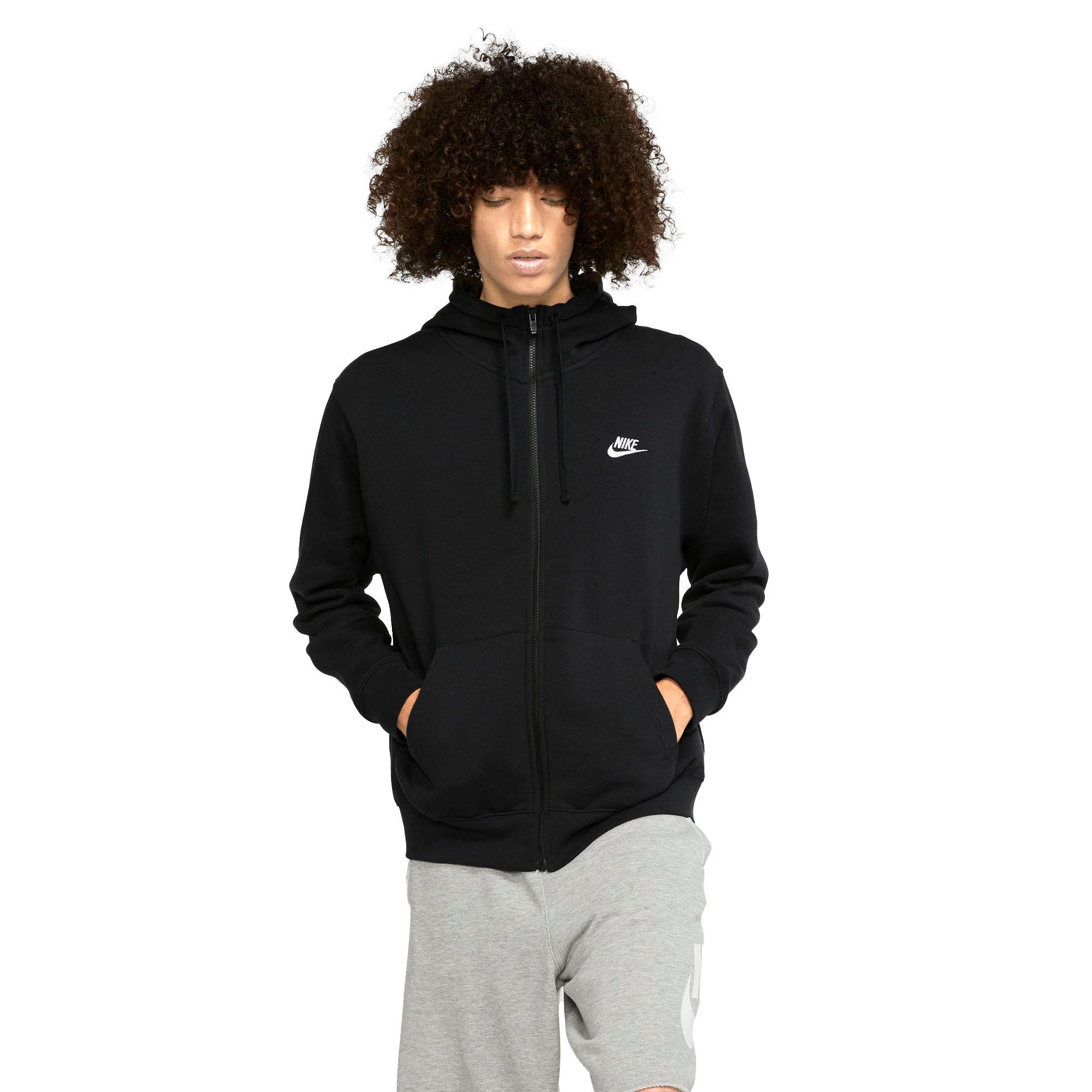Nike Men's Sportswear Club Fleece Full-Zip Hoodie - Black - BLACK Thumbnail View 1