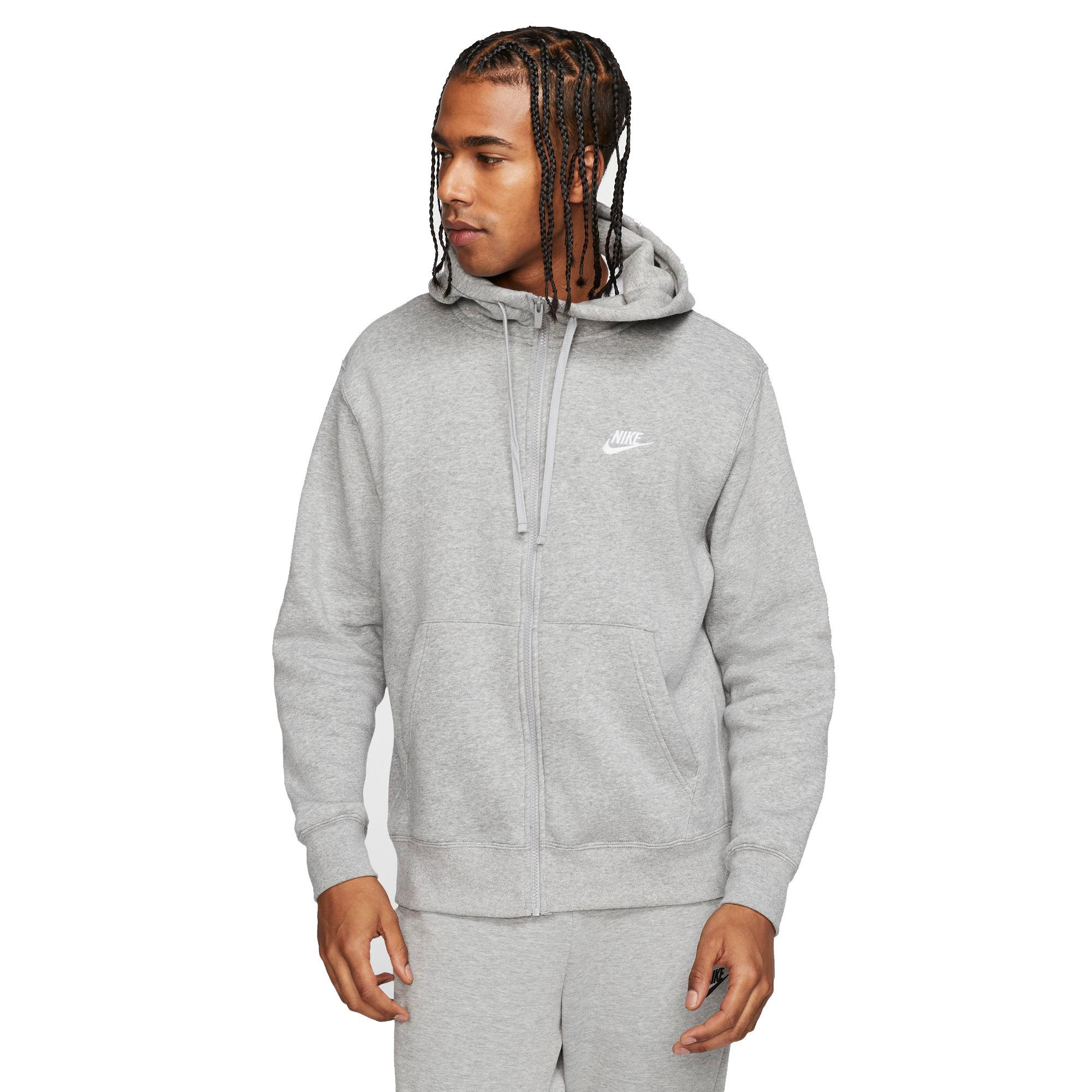 Nike Men's Sportswear Club Fleece Full-Zip Hoodie - Grey - GREY Thumbnail View 1