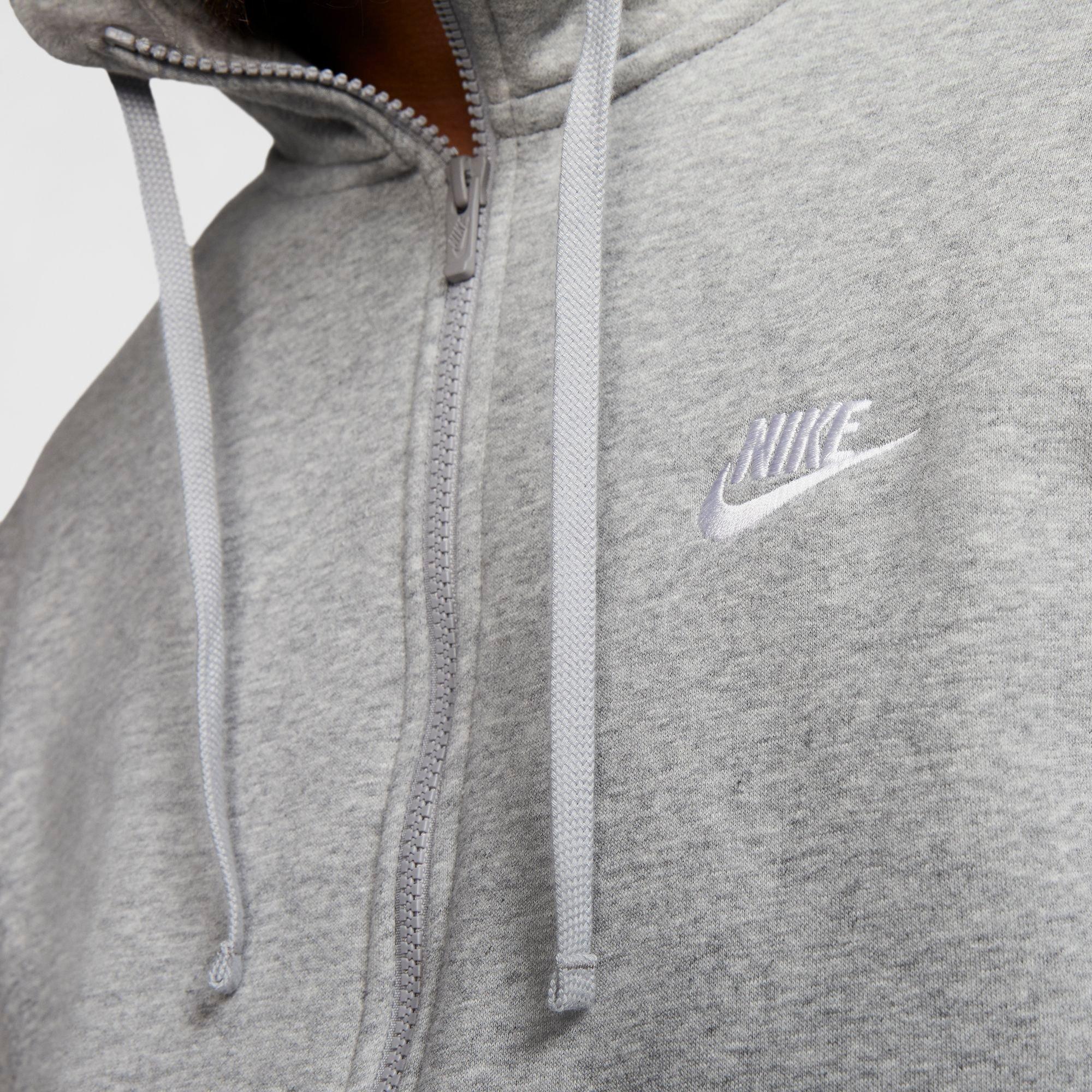 Nike Men's Sportswear Club Fleece Full-Zip Hoodie - Grey - GREY Thumbnail View 4