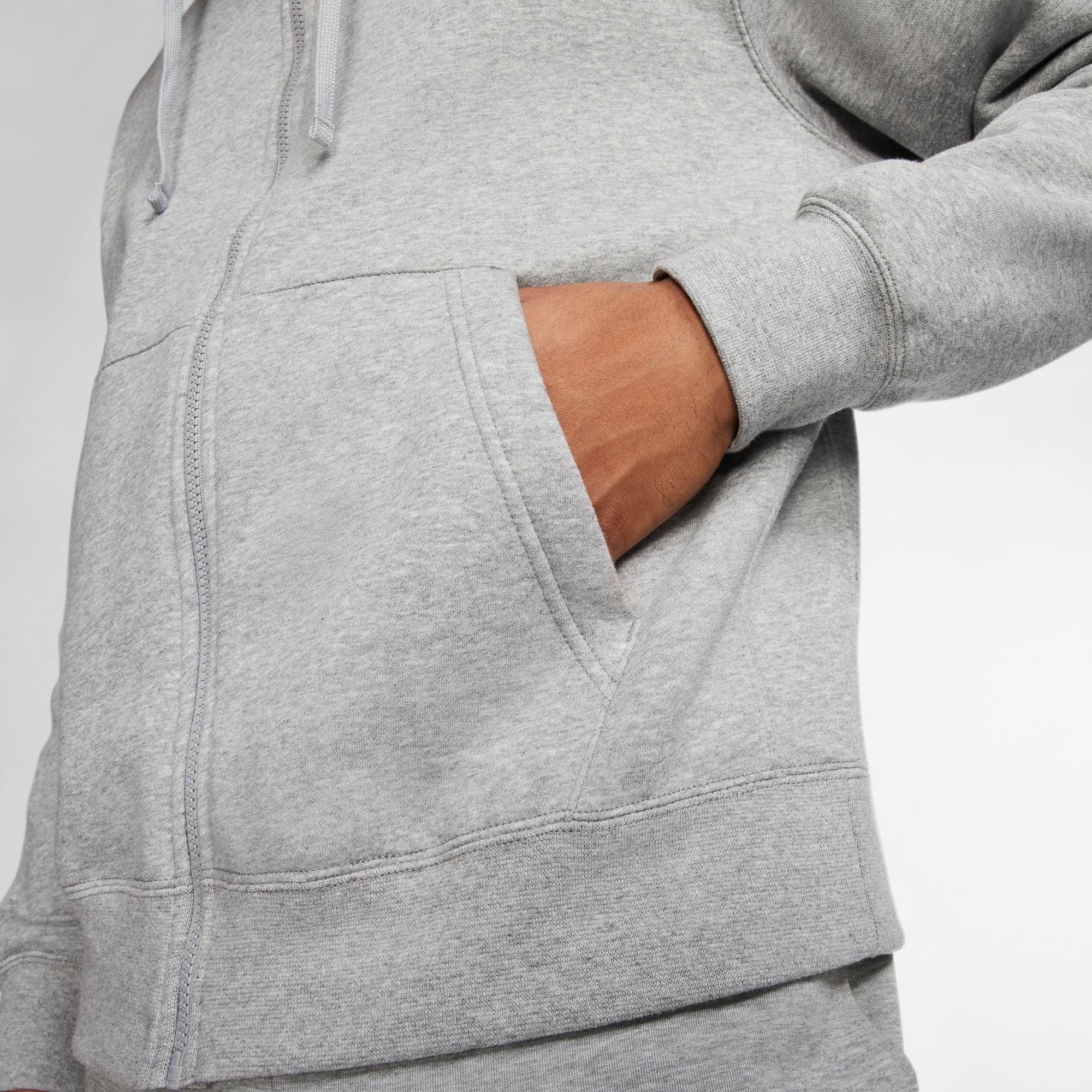 Nike Men's Sportswear Club Fleece Full-Zip Hoodie - Grey - GREY Thumbnail View 5