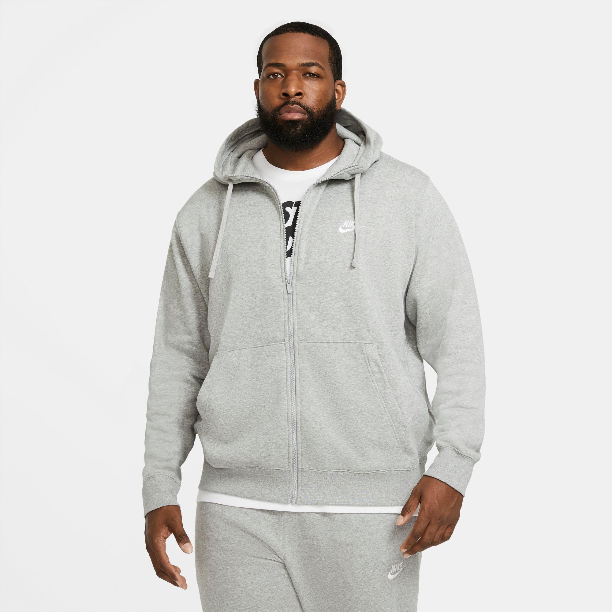 Nike Men's Sportswear Club Fleece Full-Zip Hoodie - Grey - GREY Thumbnail View 7