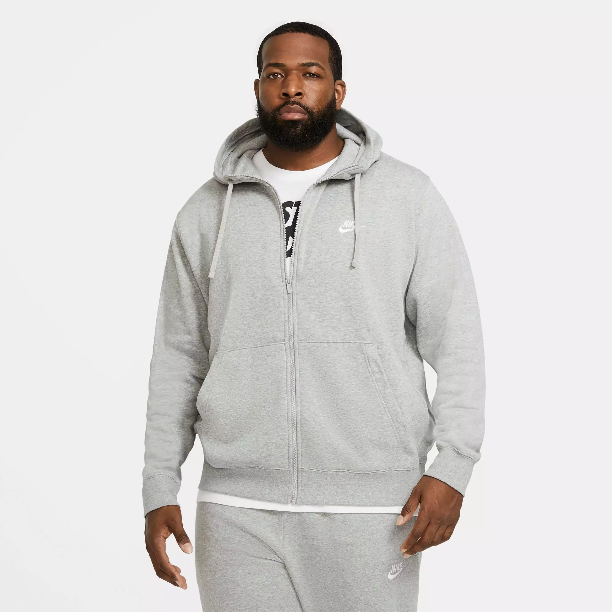 Nike Men's Sportswear Club Fleece Full-Zip Hoodie - Grey - GREY
