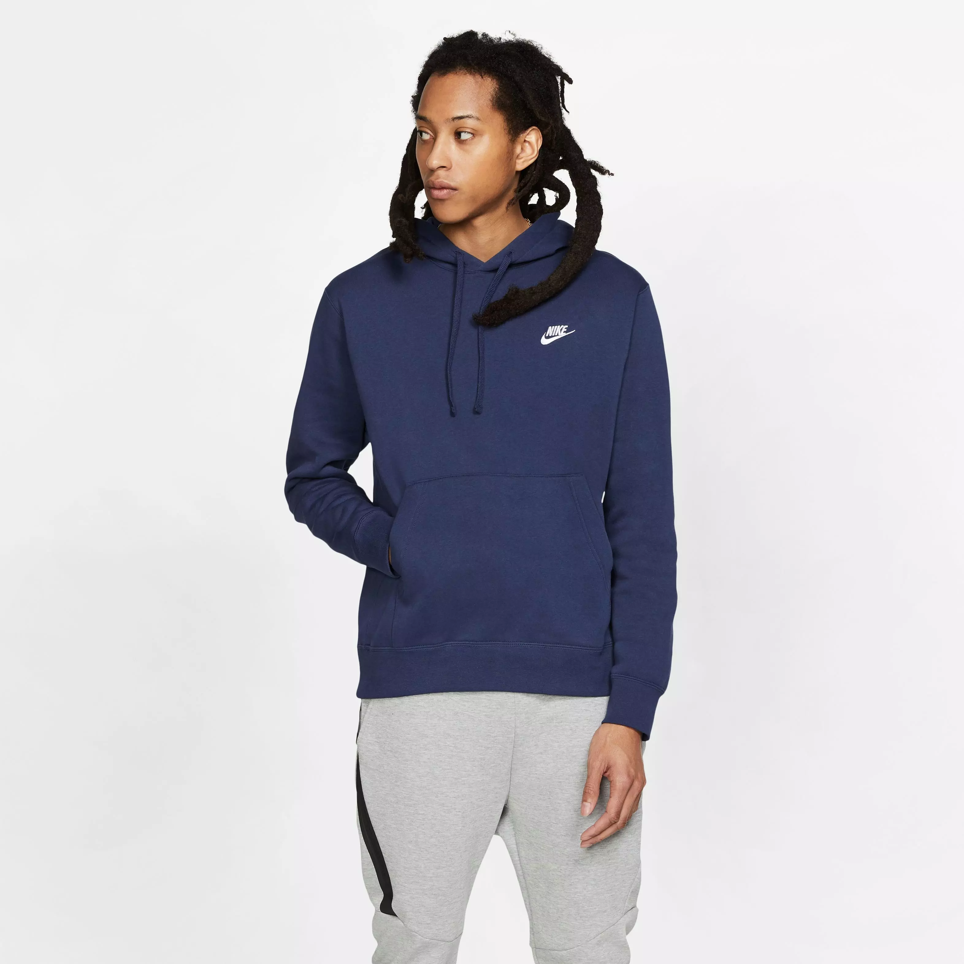 Nike Men's Sportswear Club Fleece Full-Zip Hoodie-Navy - NAVY