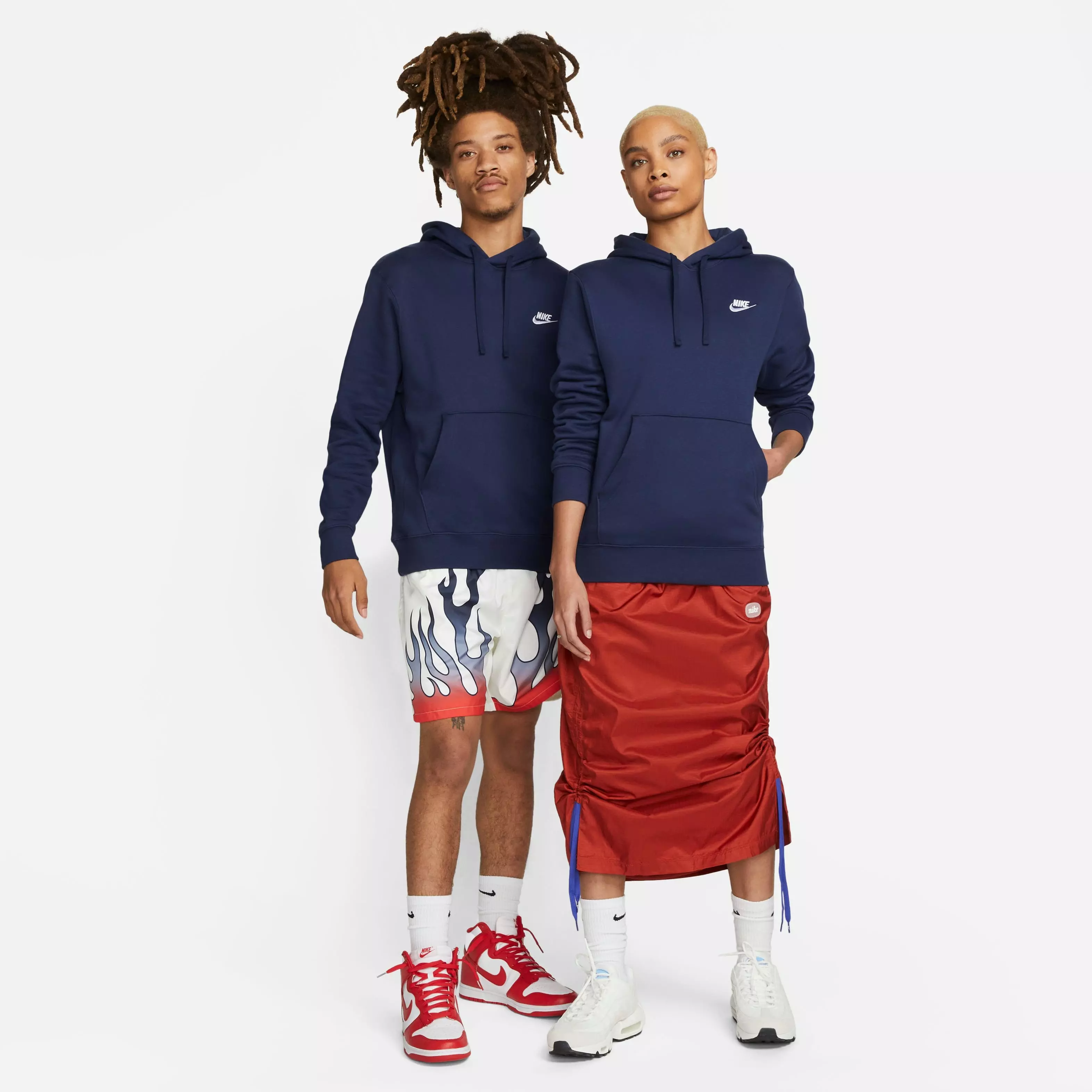 Nike Men's Sportswear Club Fleece Full-Zip Hoodie-Navy - NAVY