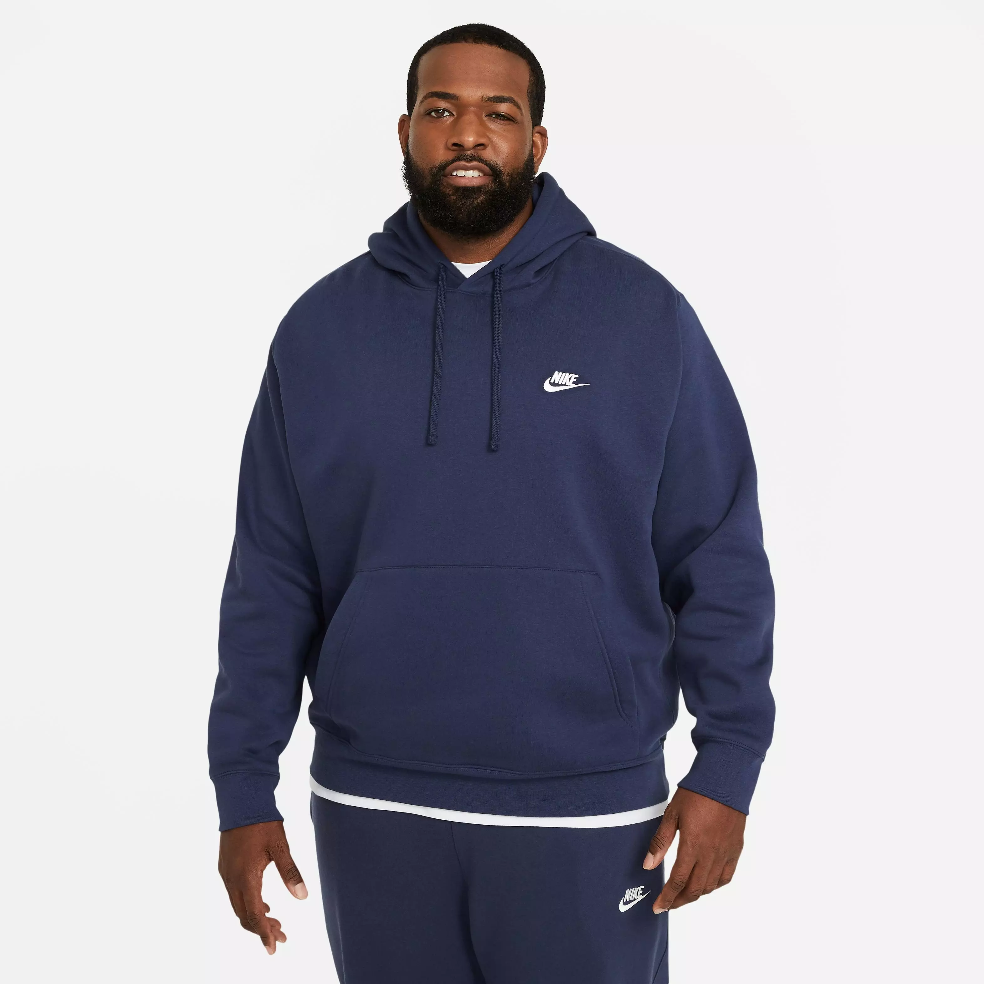 Nike Men's Sportswear Club Fleece Full-Zip Hoodie-Navy - NAVY