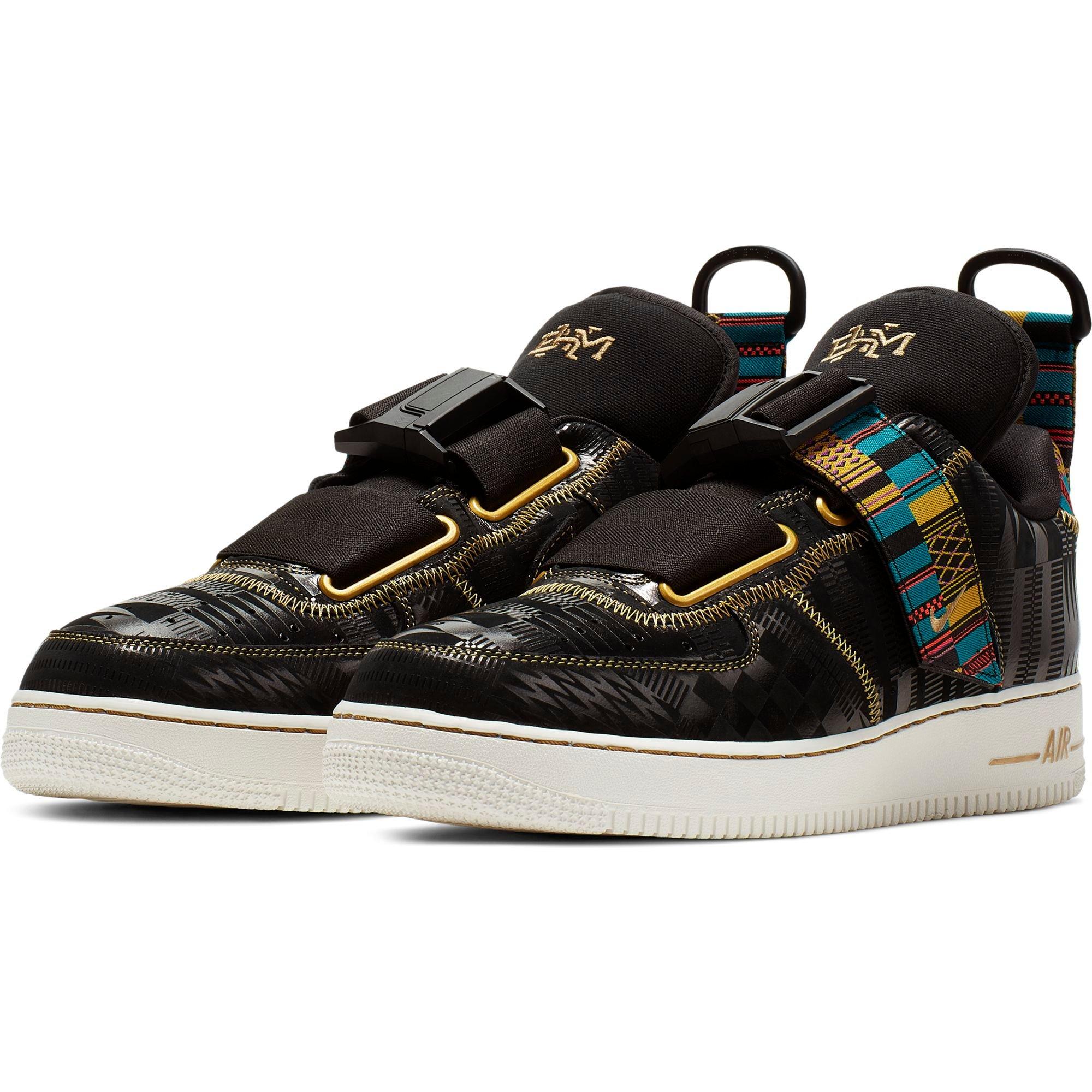 Nike Air Force 1 Utility Bhm QS "Black/Metallic Gold" Men's Shoe - BLACK Thumbnail View 5