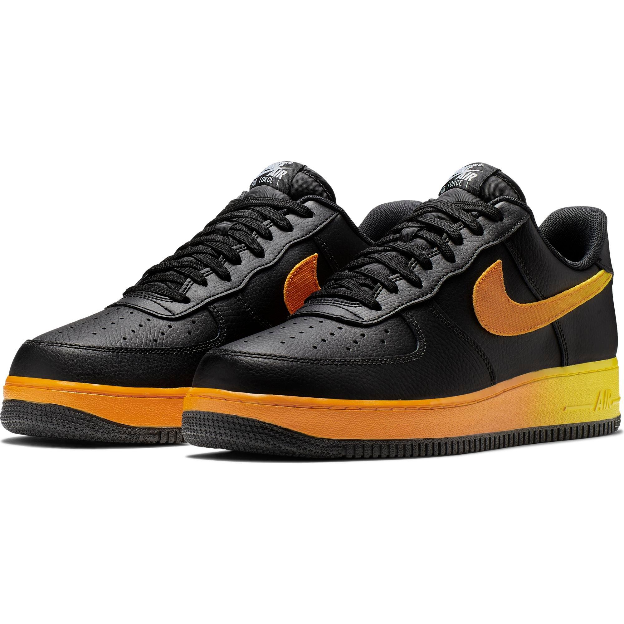 black orange and white air force ones