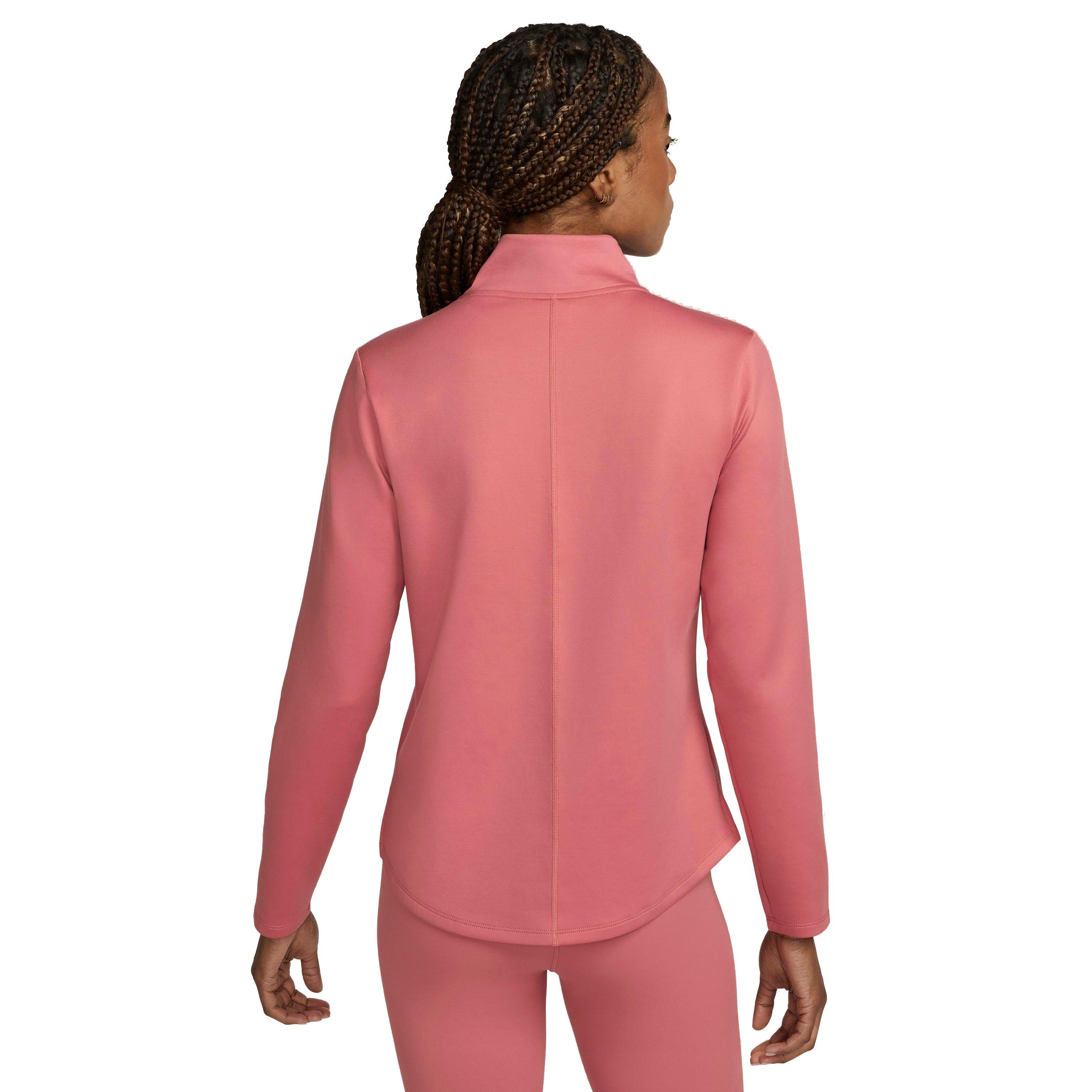 Nike Women's Therma-FIT One Long Sleeve 1/2 Zip Top - PINK Thumbnail View 2