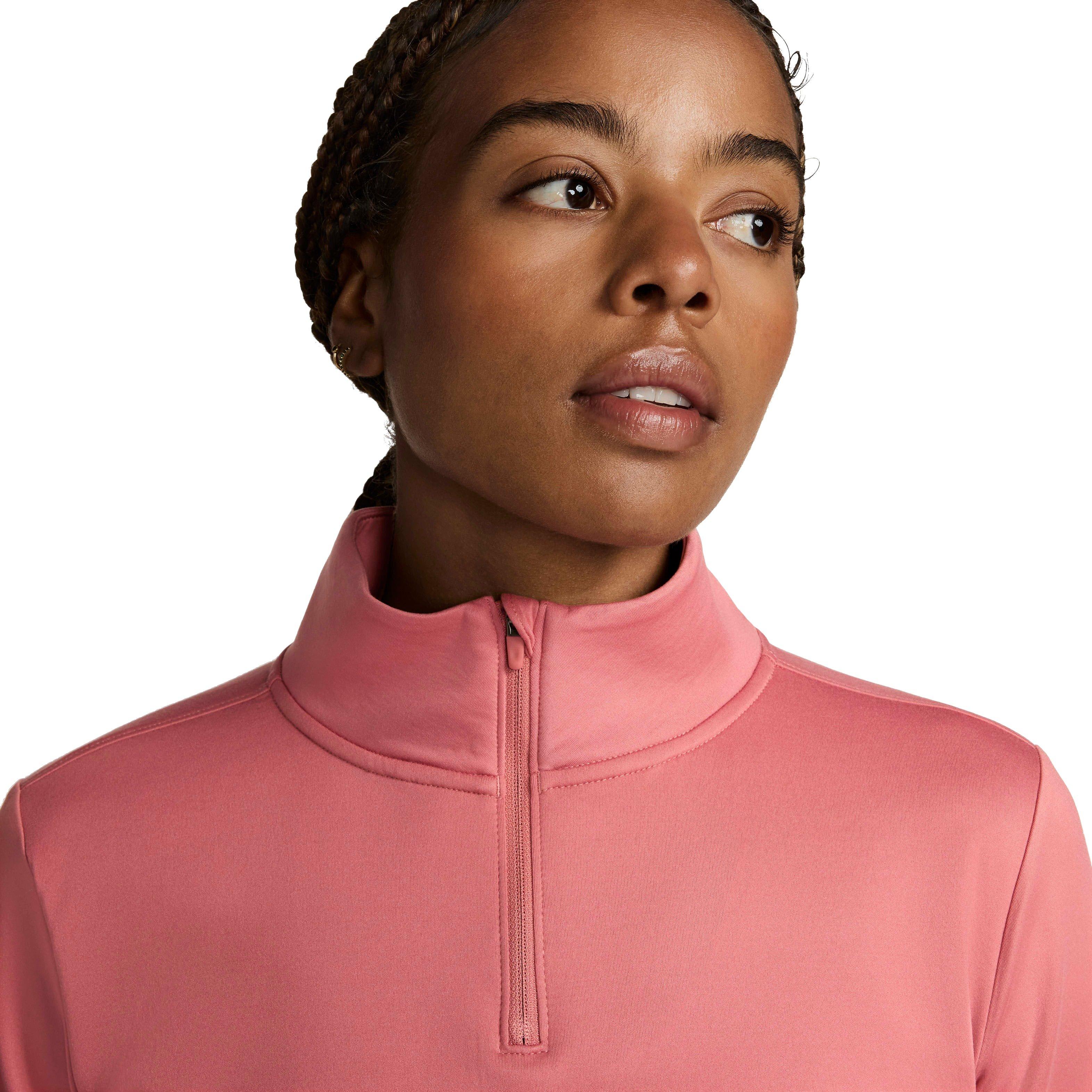 Nike Women's Therma-FIT One Long Sleeve 1/2 Zip Top - PINK Thumbnail View 3
