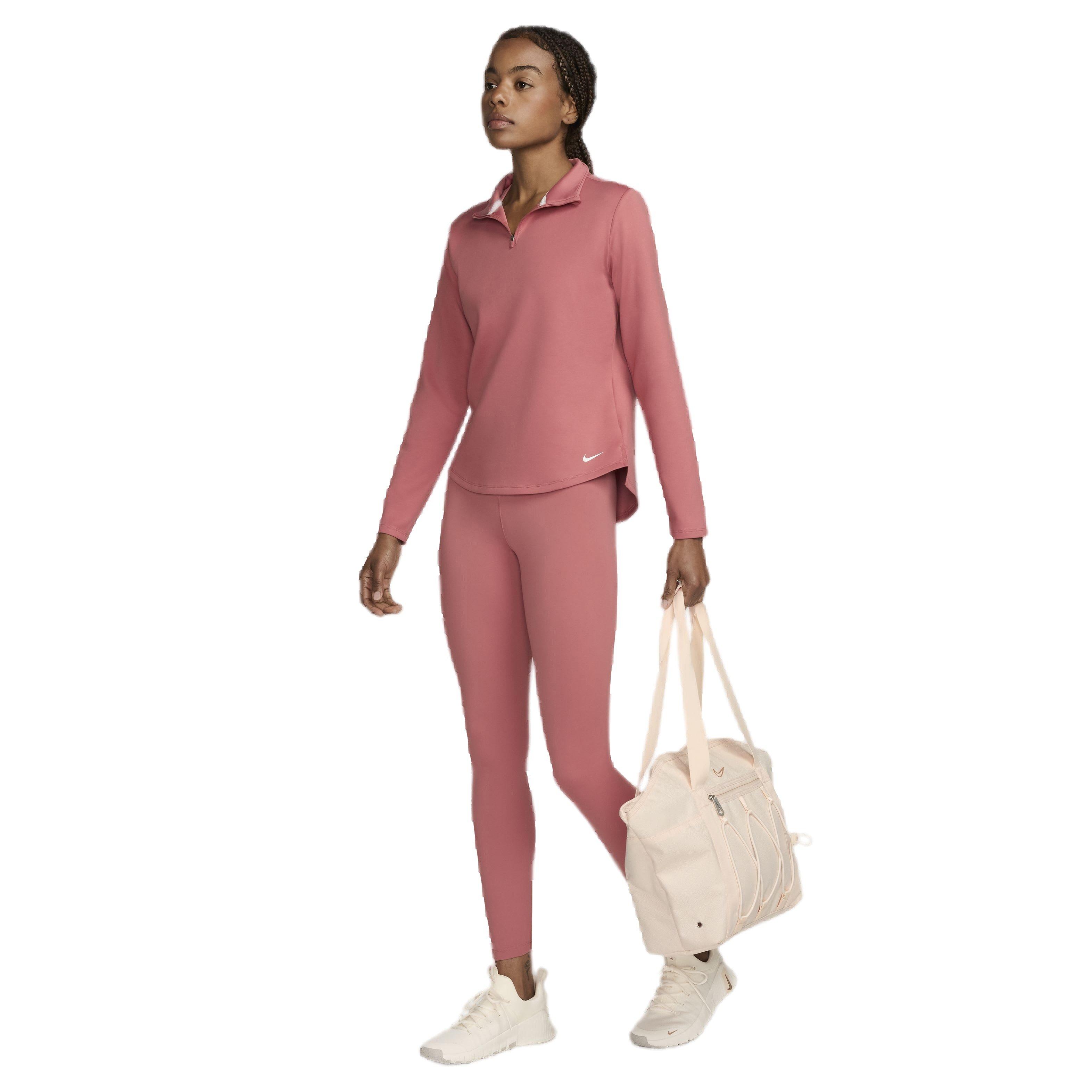 Nike Women's Therma-FIT One Long Sleeve 1/2 Zip Top - PINK Thumbnail View 5