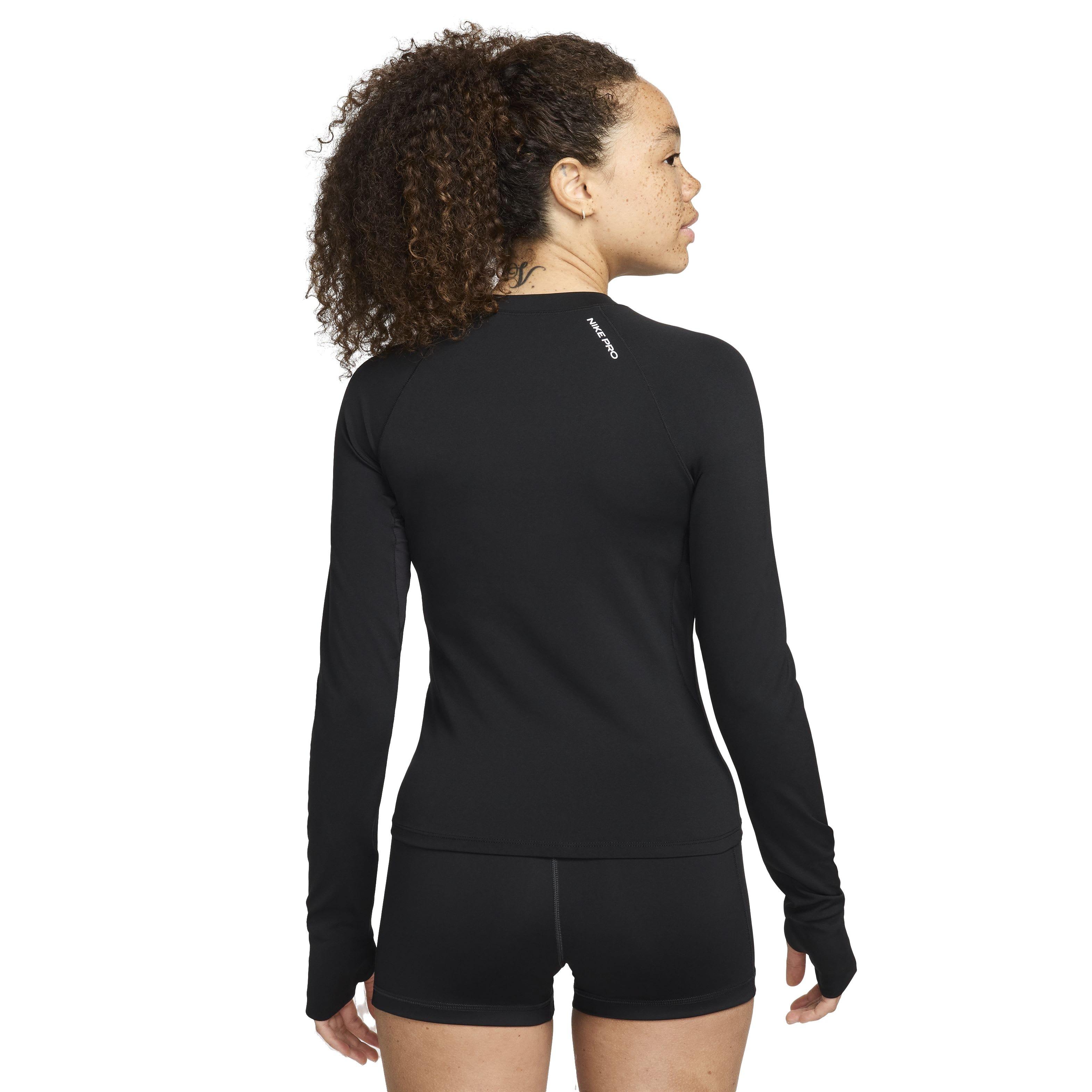 Nike Women's Pro Dri-FIT Long Sleeve Top - BLACK Thumbnail View 2