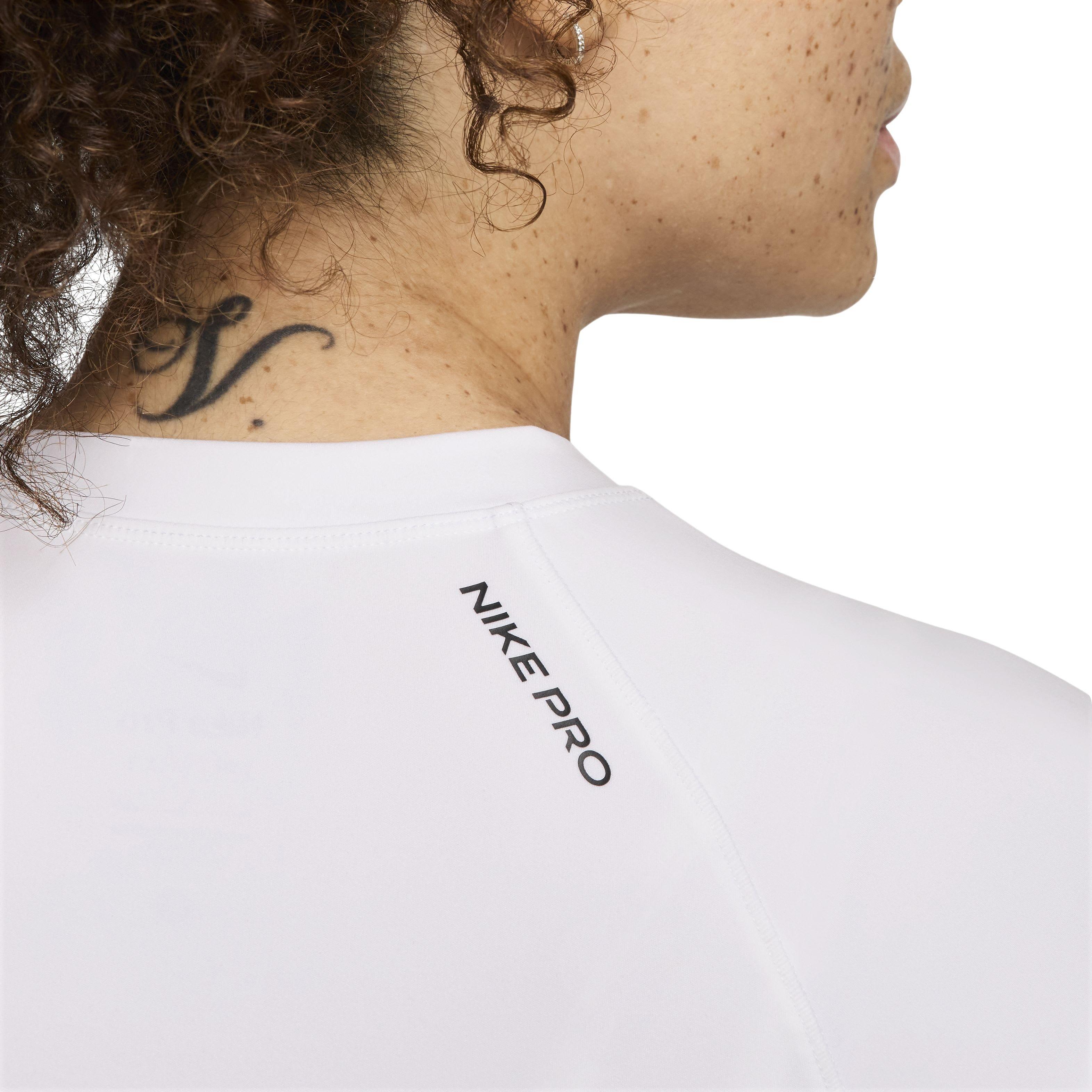 Nike Women's Pro Dri-FIT Long Sleeve Top - WHITE Thumbnail View 4
