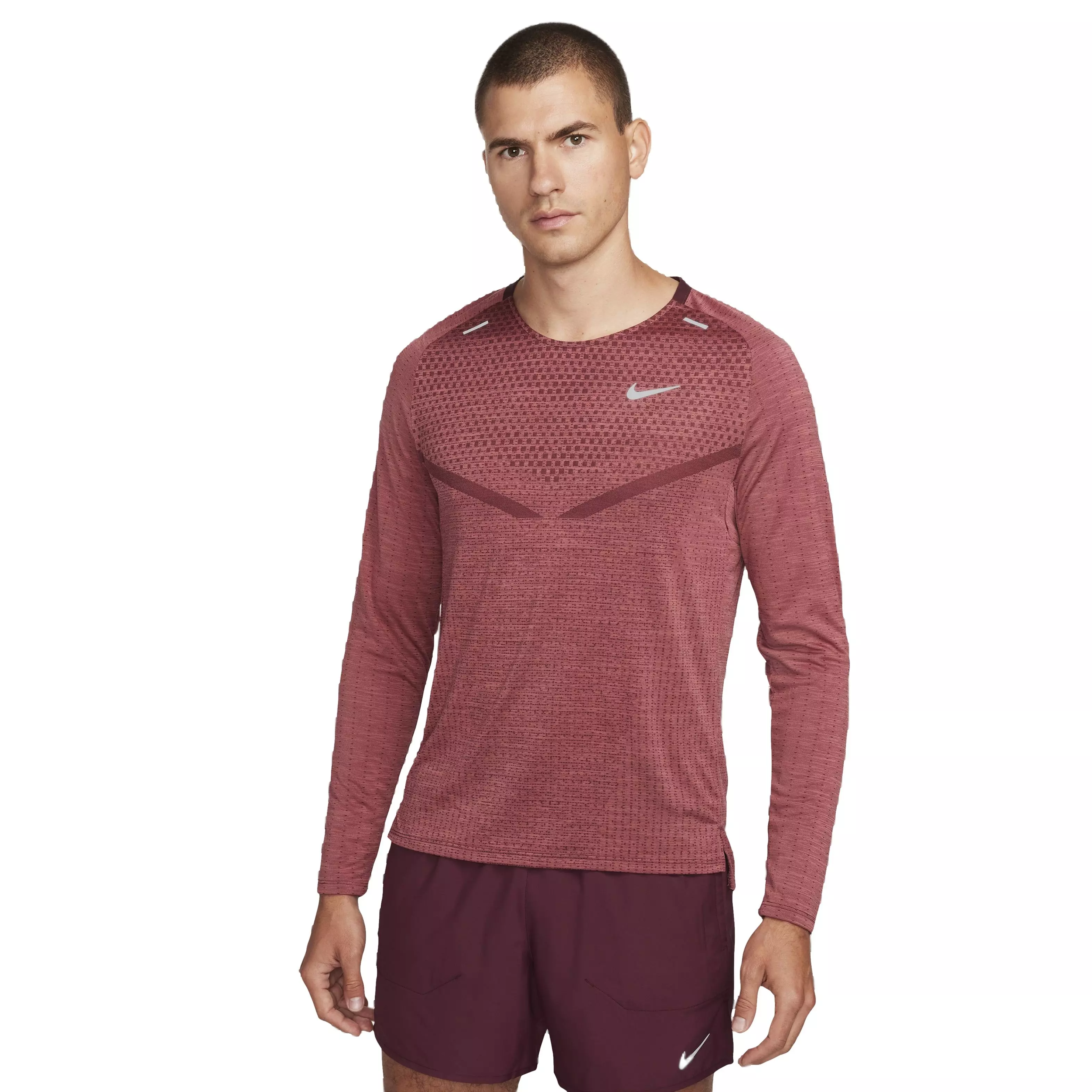 Nike Men's Tech Knit Dri-FIT ADV Long Sleeve Running Top - Red - RED