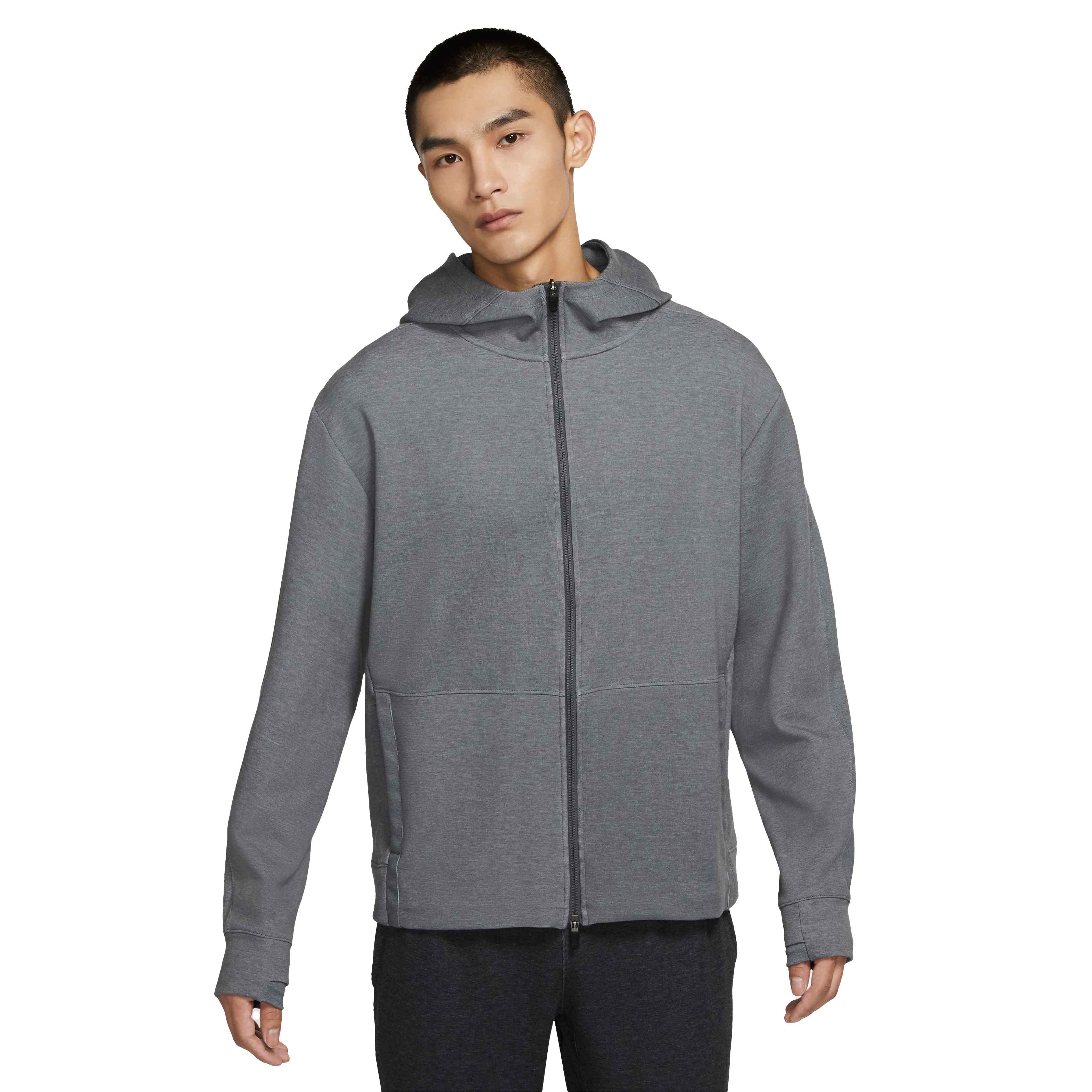 Nike Men's "Grey" Dri-FIT Fleece Full-Zip Yoga Hoodie - GREY Thumbnail View 1