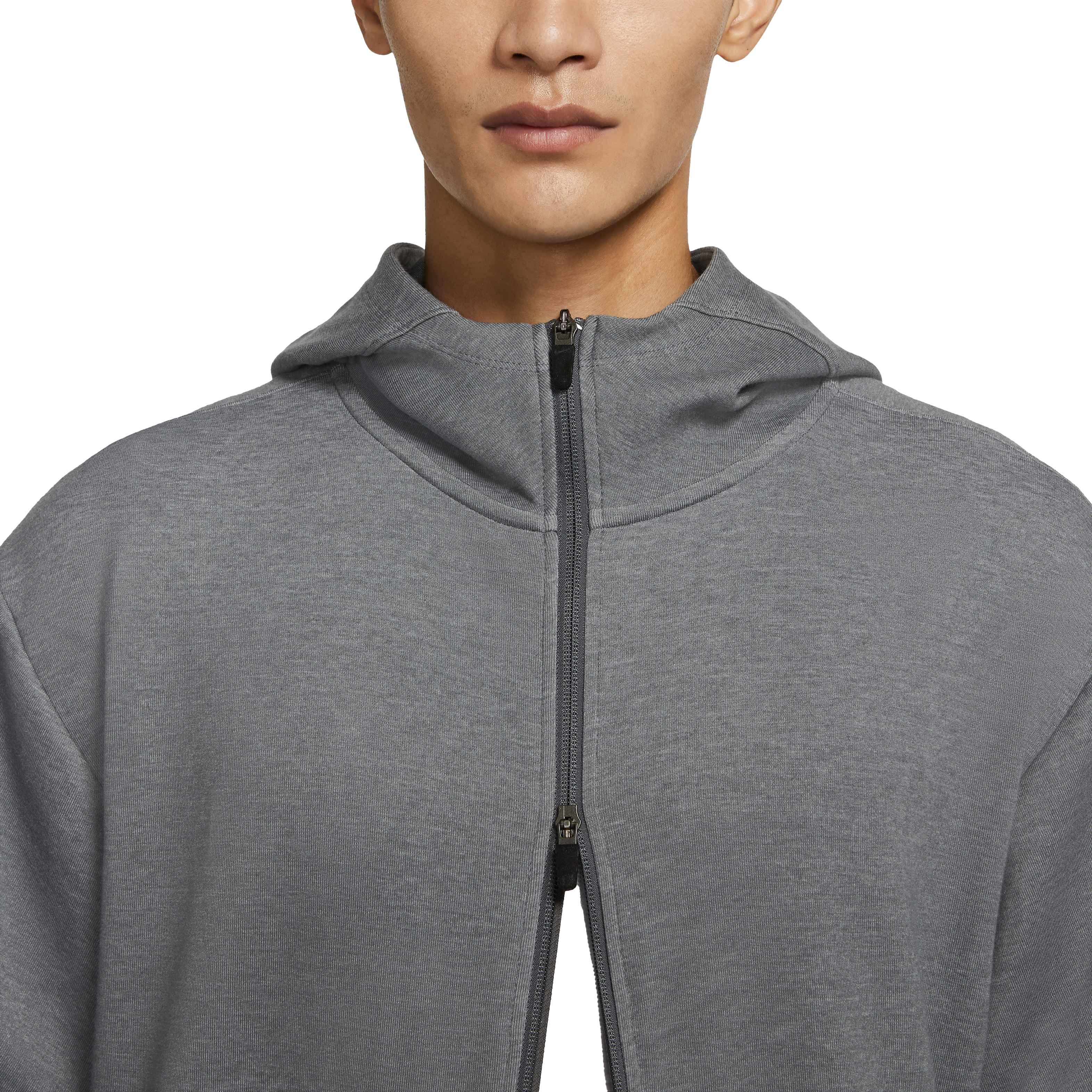 Nike Men's "Grey" Dri-FIT Fleece Full-Zip Yoga Hoodie - GREY Thumbnail View 3