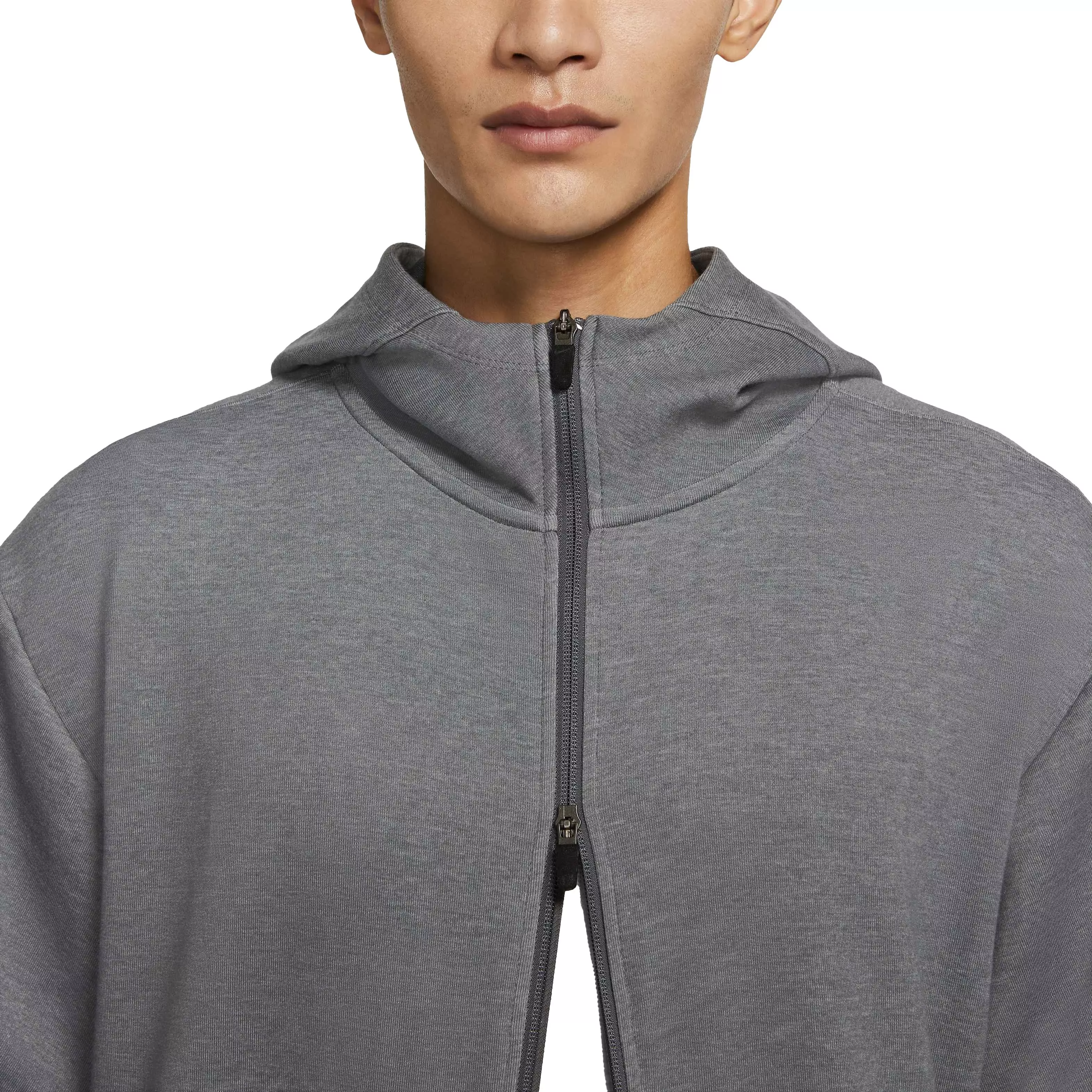Nike Men's "Grey" Dri-FIT Fleece Full-Zip Yoga Hoodie - GREY
