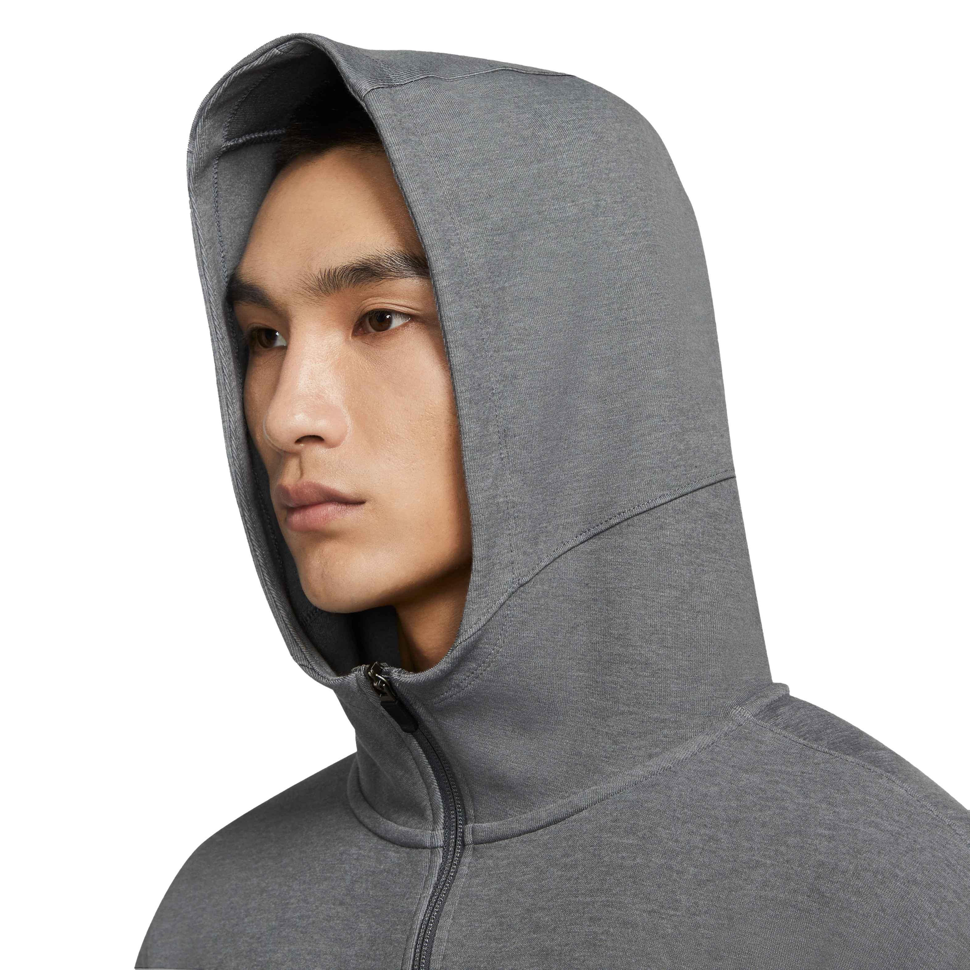 Nike Men's "Grey" Dri-FIT Fleece Full-Zip Yoga Hoodie - GREY Thumbnail View 4