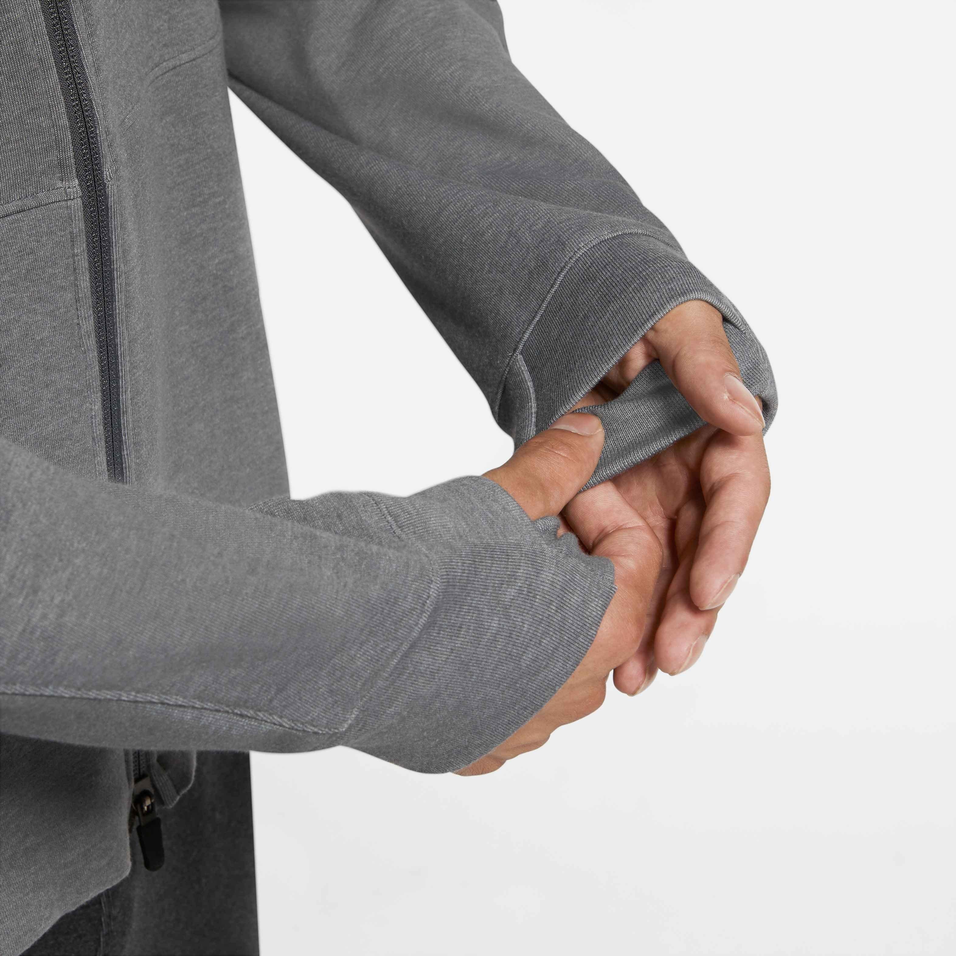 Nike Men's "Grey" Dri-FIT Fleece Full-Zip Yoga Hoodie - GREY Thumbnail View 6