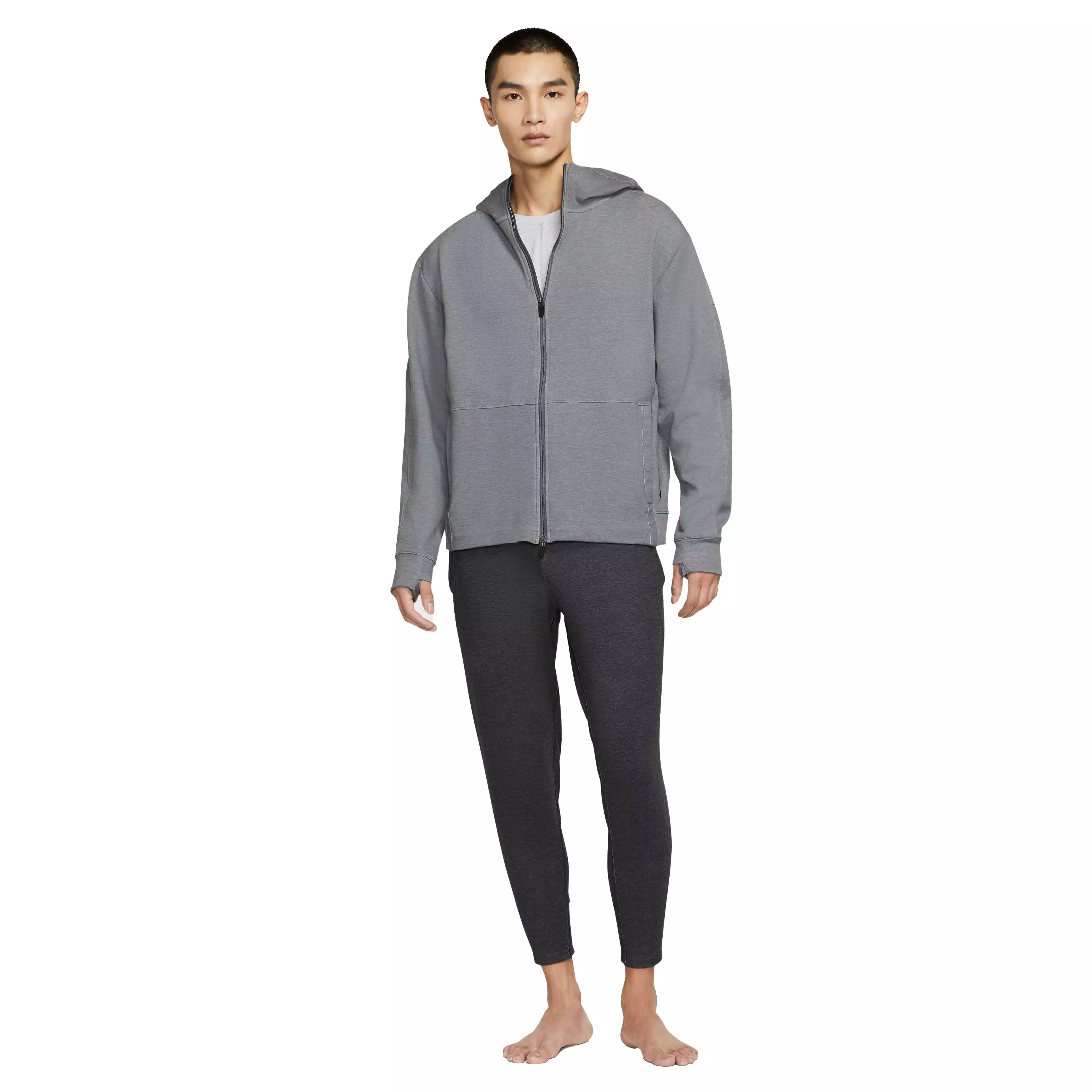 Nike Men's "Grey" Dri-FIT Fleece Full-Zip Yoga Hoodie - GREY