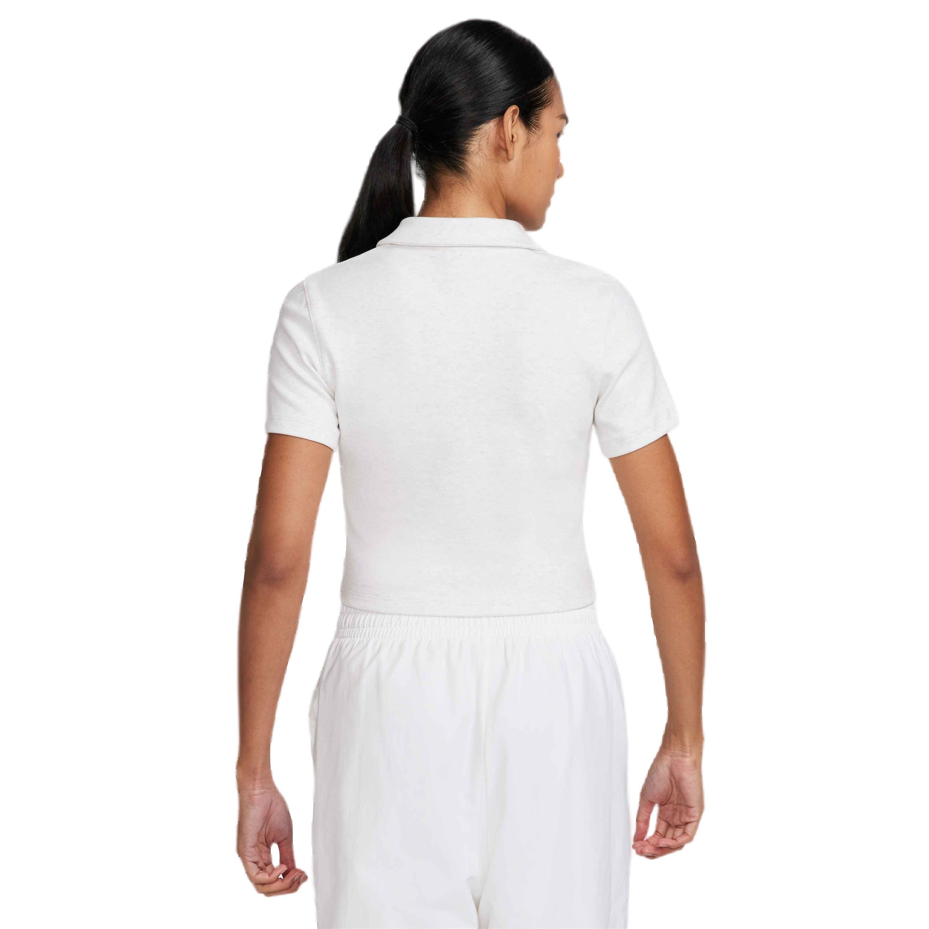Nike Women's Sportswear Essential Short-Sleeve Polo Top - BIRCH HEATHER Thumbnail View 2