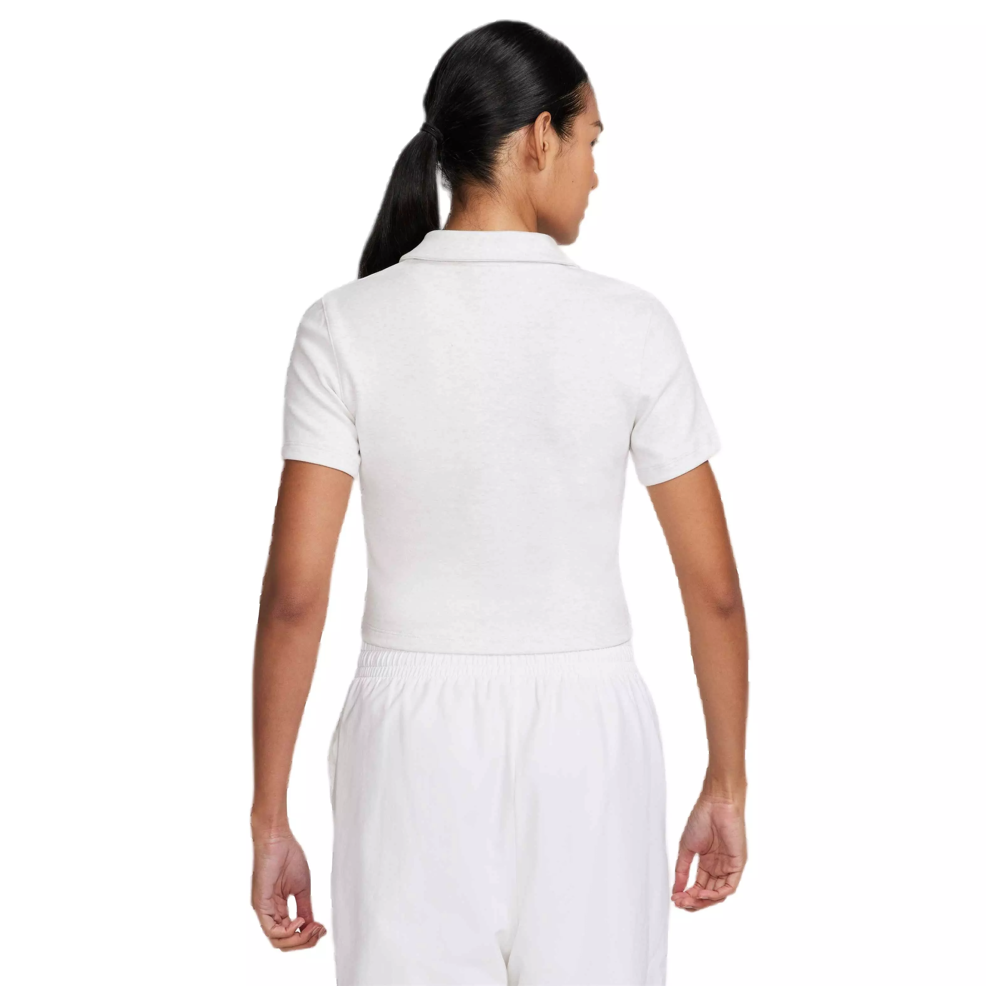 Nike Women's Sportswear Essential Short-Sleeve Polo Top - BIRCH HEATHER