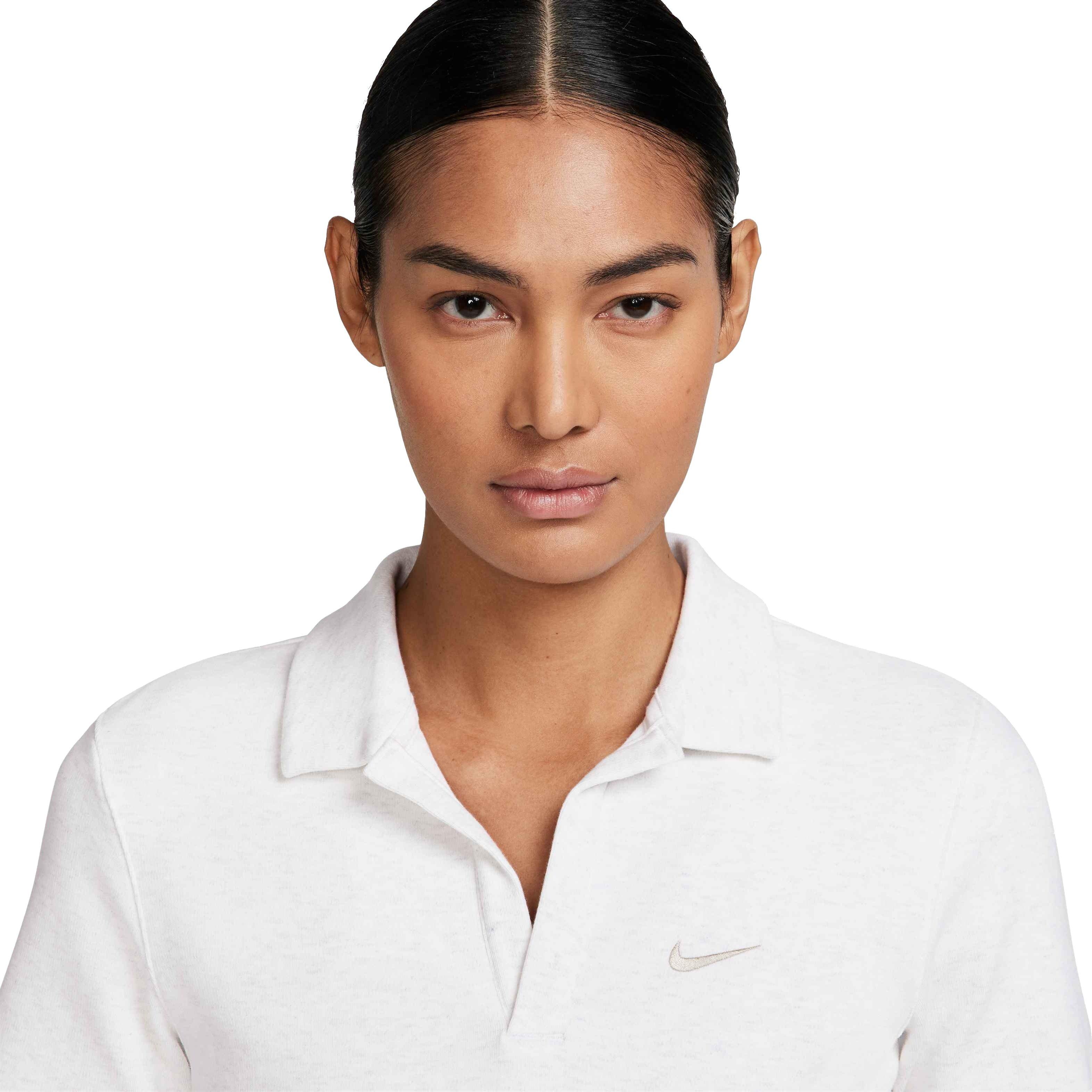 Nike Women's Sportswear Essential Short-Sleeve Polo Top - BIRCH HEATHER Thumbnail View 3