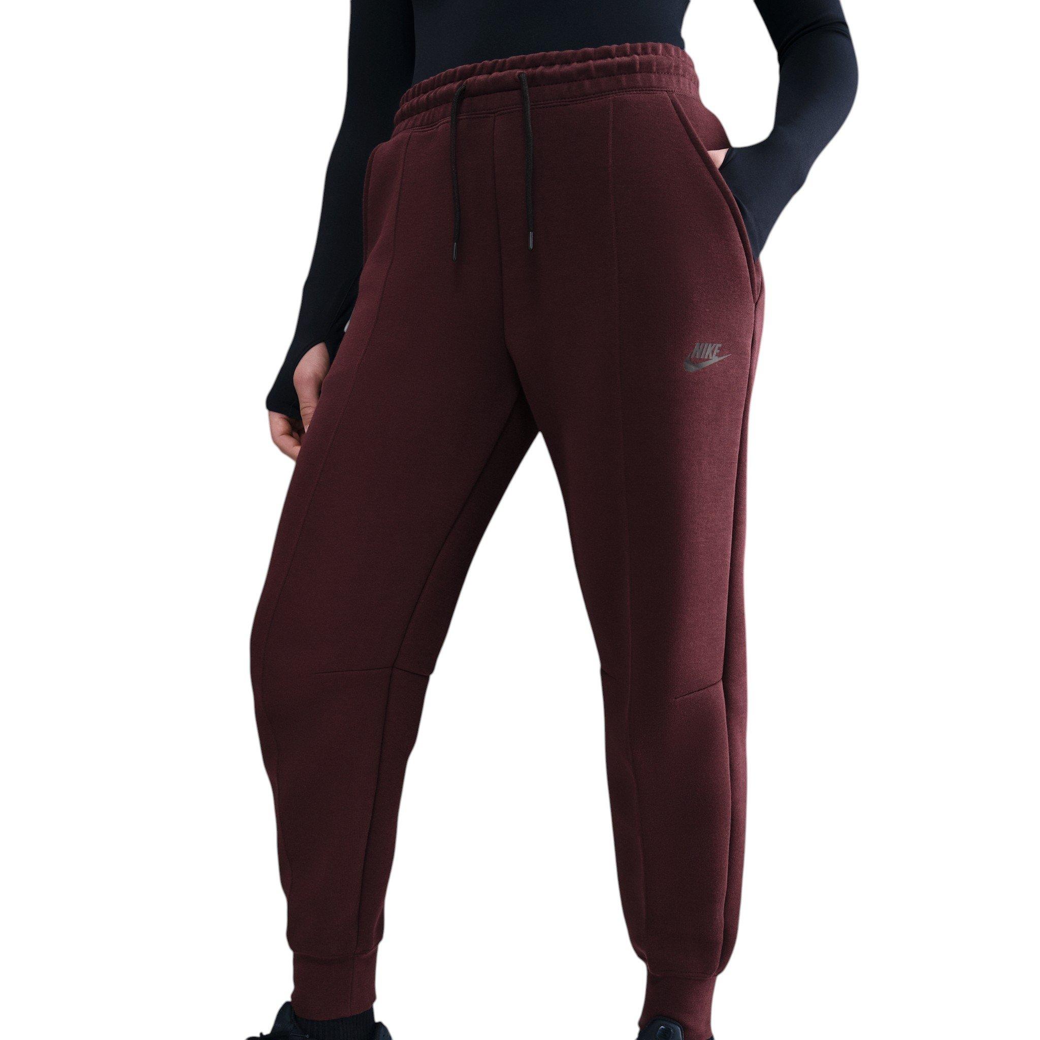 Nike Women's Sportswear Tech Fleece Mid-Rise Joggers - Maroon/Black - MAROON/BLACK