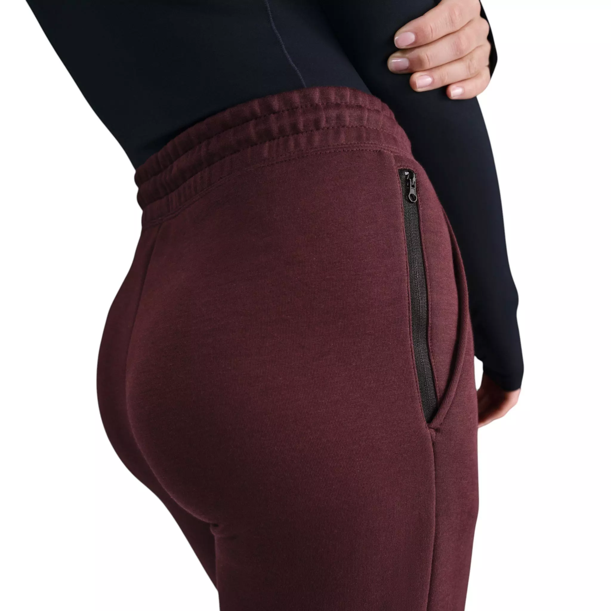 Nike Women's Sportswear Tech Fleece Mid-Rise Joggers - Maroon/Black - MAROON/BLACK