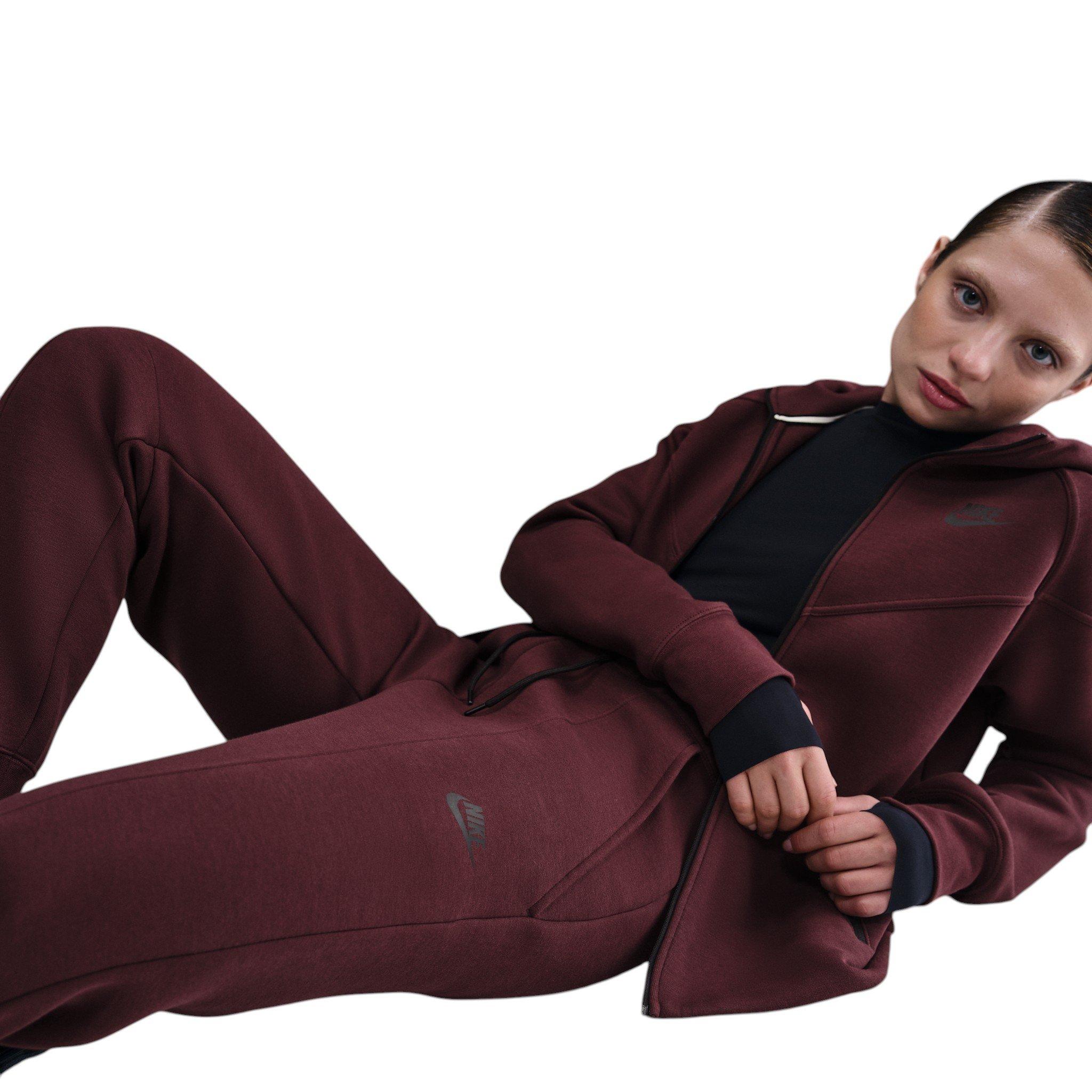Nike Women's Sportswear Tech Fleece Mid-Rise Joggers - Maroon/Black - MAROON/BLACK