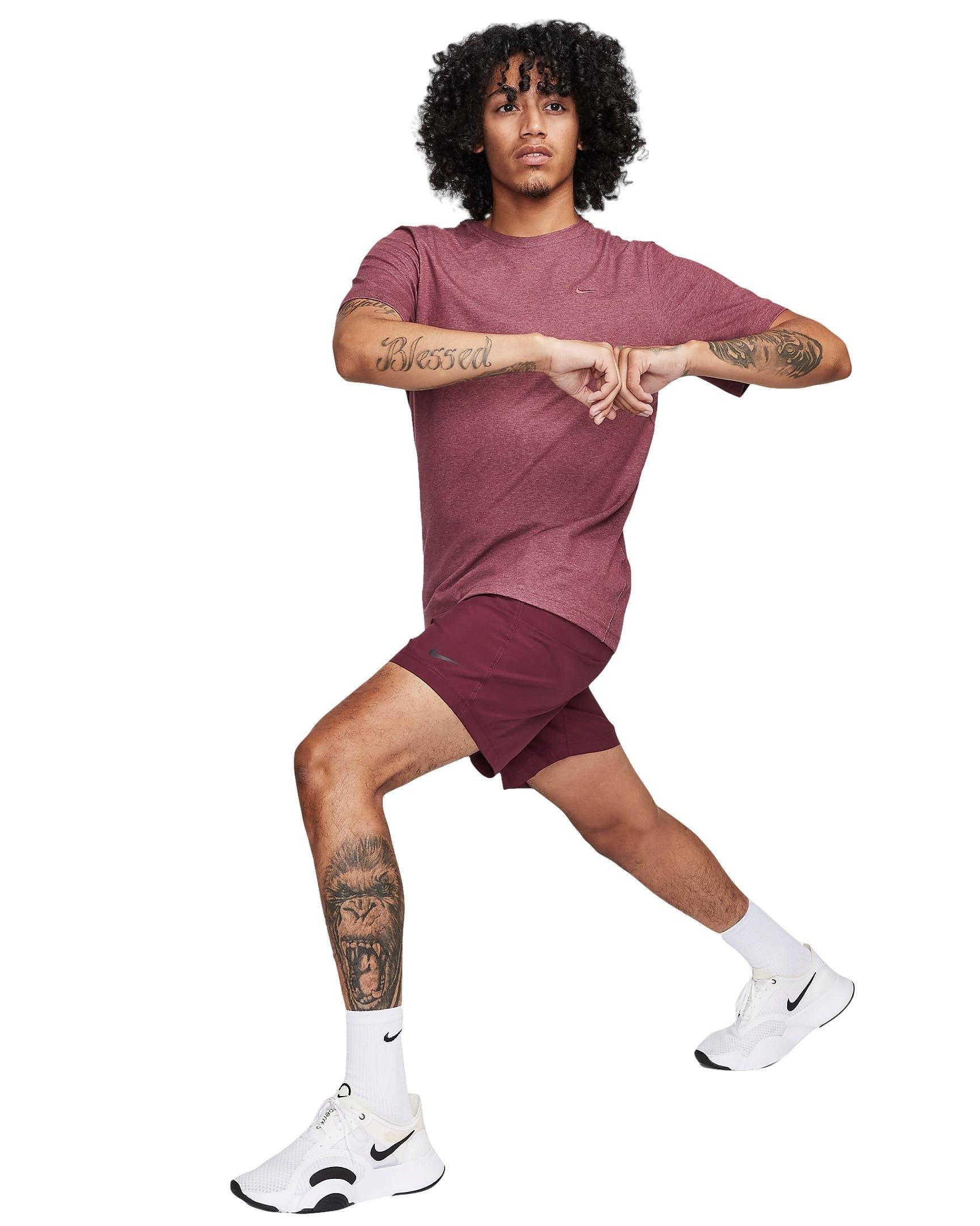 Nike Men's Dri-FIT Primary Statement Short Sleeve Versatile Top - RED Thumbnail View 7