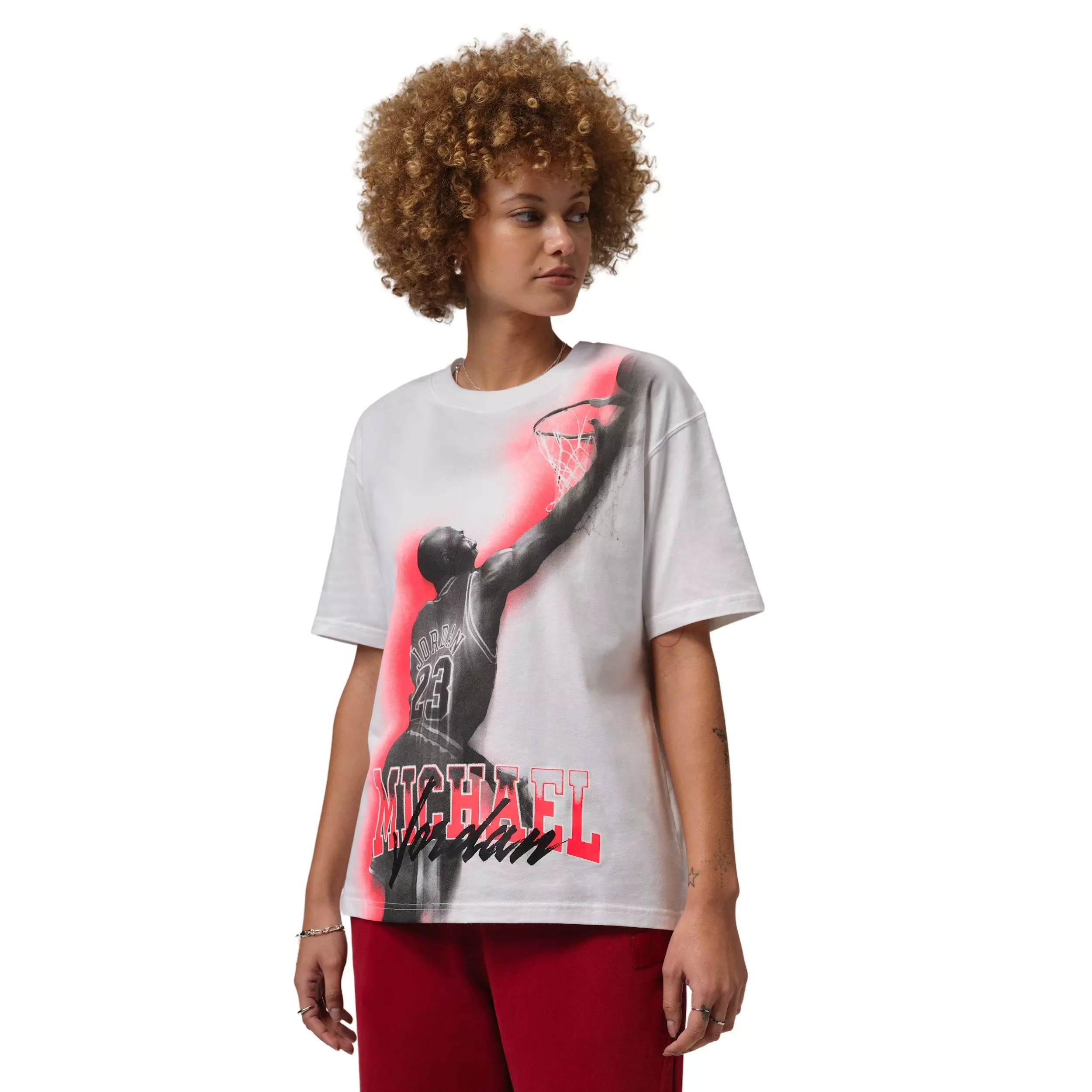 Jordan Women's Sport Heritage Dri-FIT Graphic T-Shirt - White/Red - WHITE/RED
