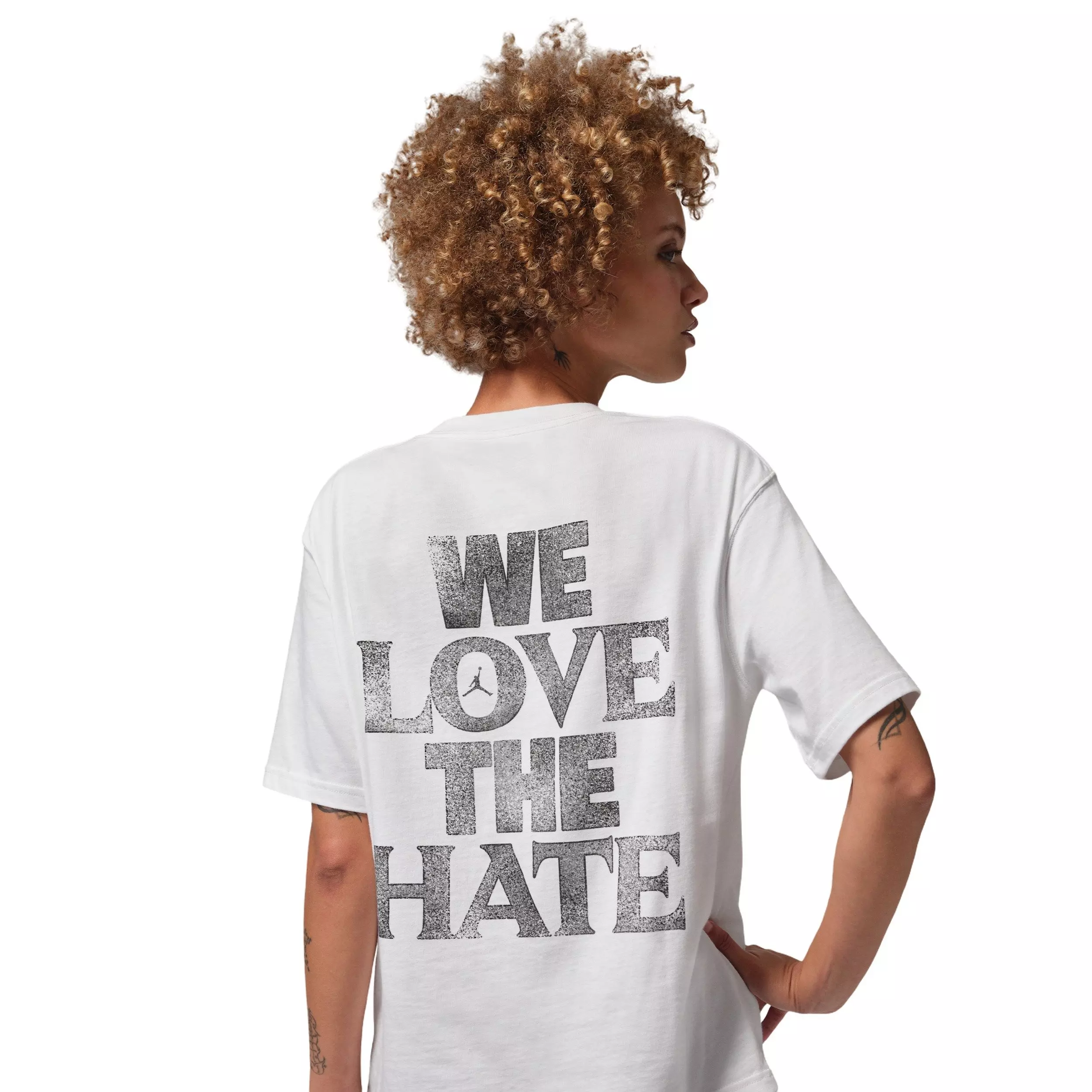 Jordan Women's Sport Dri-FIT Verbiage Graphic T-Shirt - White/Grey - WHITE/GREY